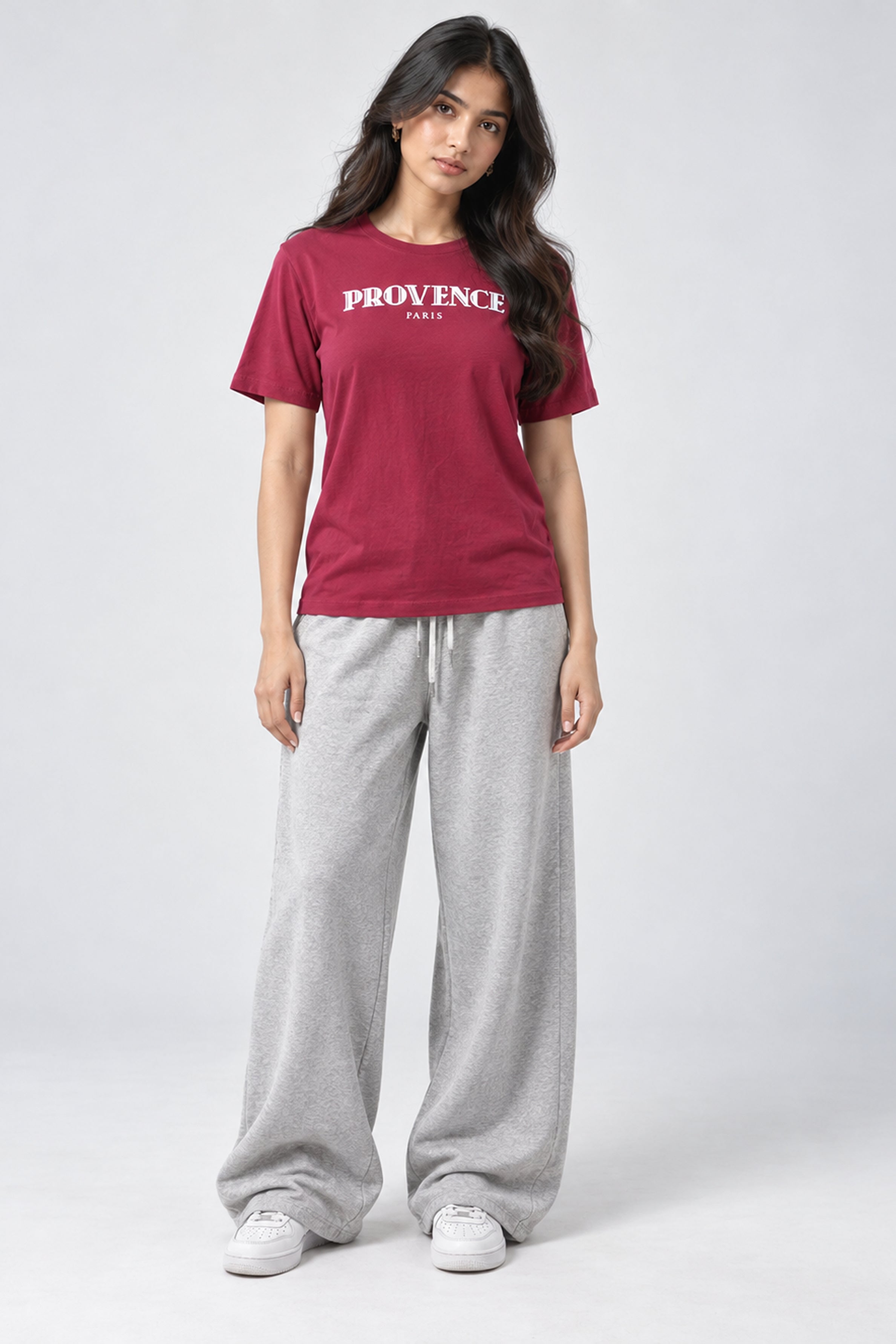 LOLI Women's Crew Neck Regular Tees - Maroon