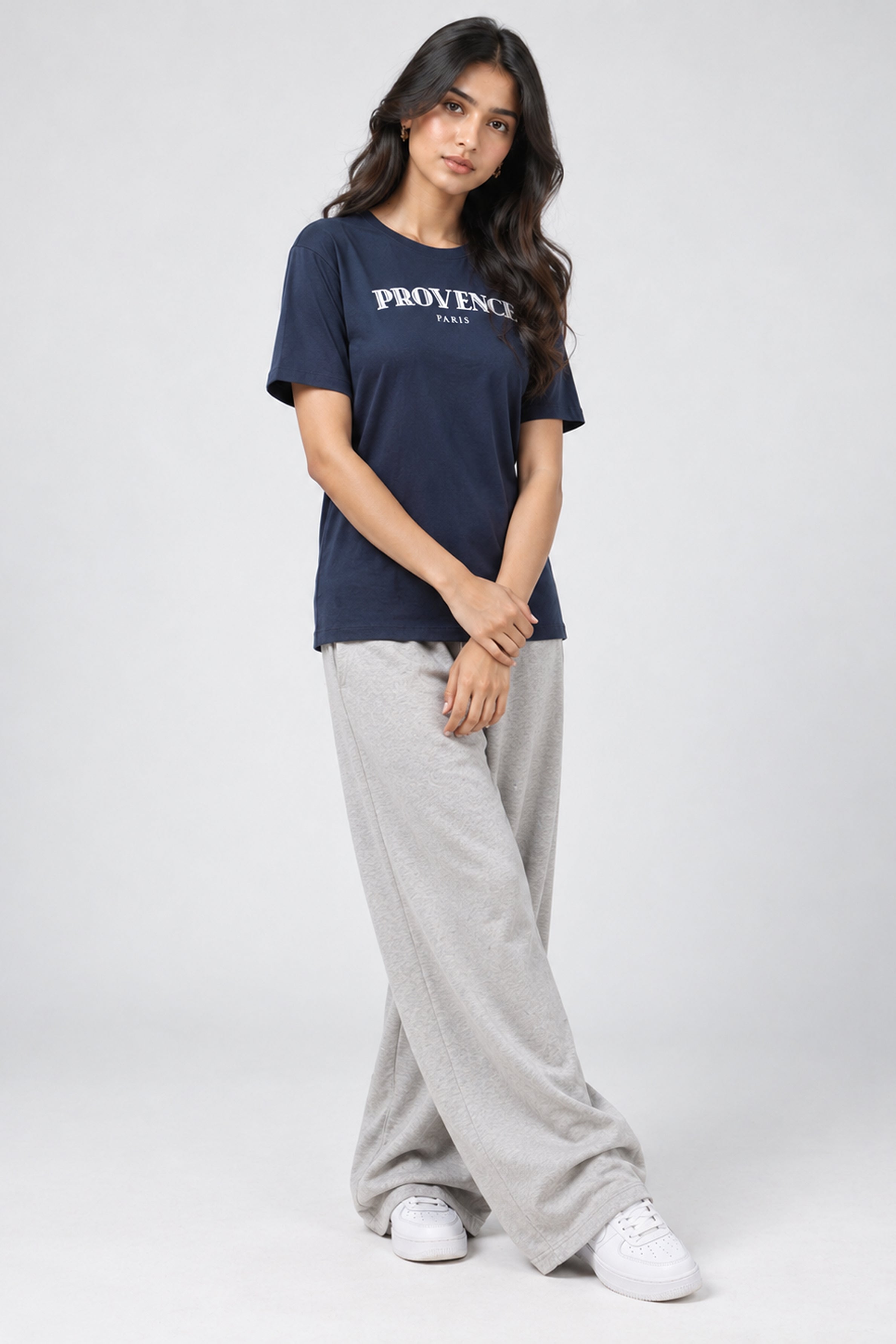 LOLI Women's Crew Neck Regular Tees - Navy