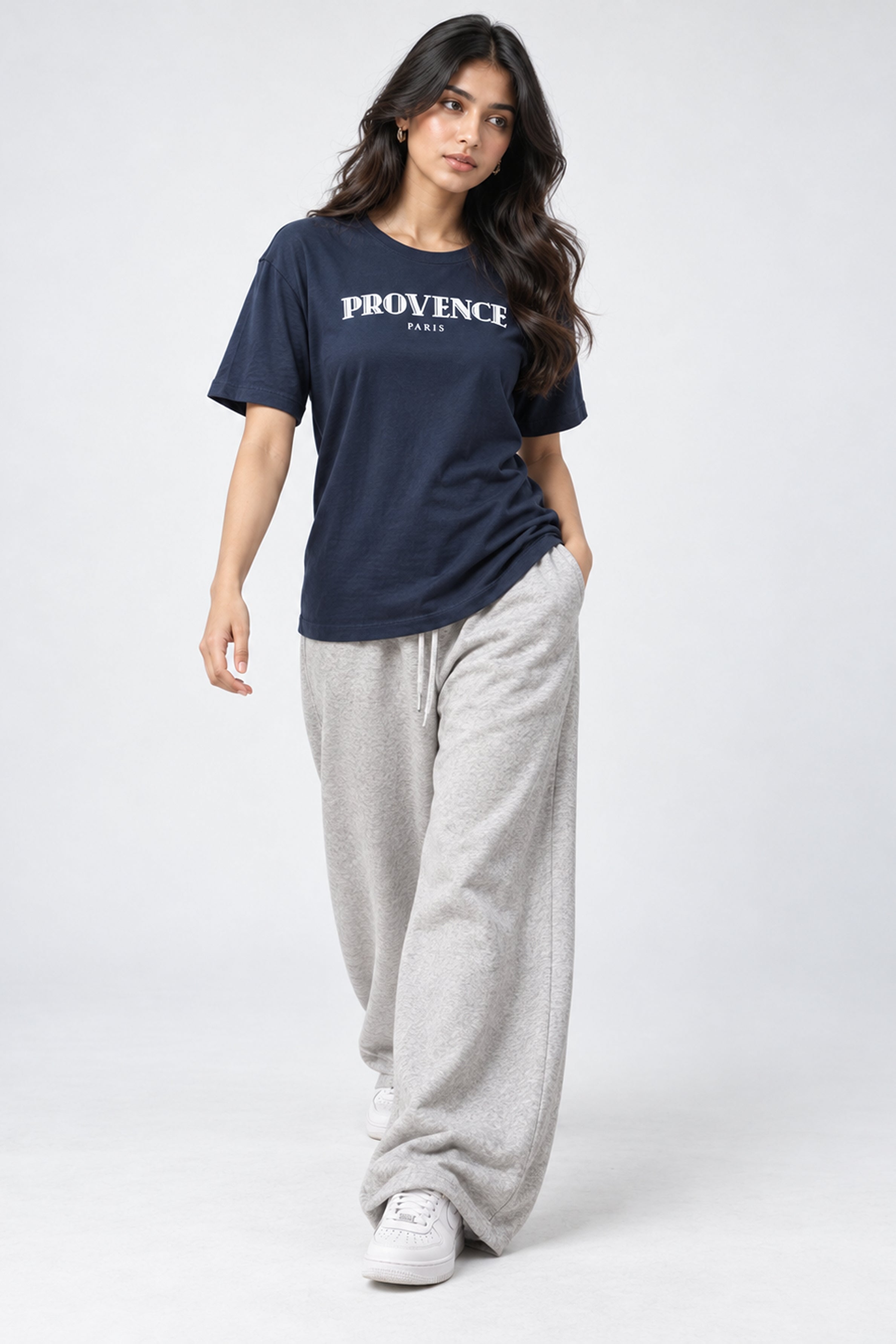 LOLI Women's Crew Neck Regular Tees - Navy
