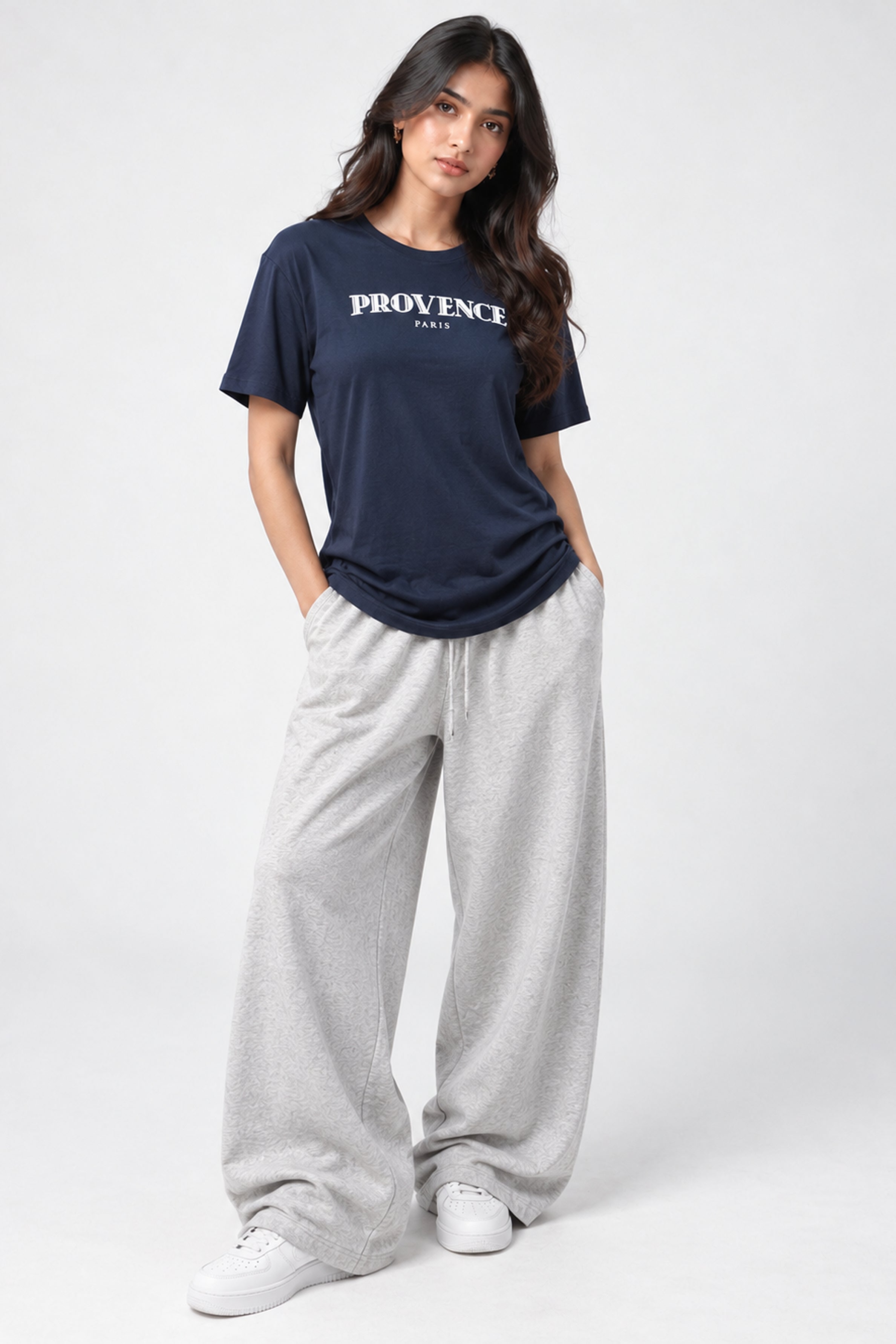 LOLI Women's Crew Neck Regular Tees - Navy