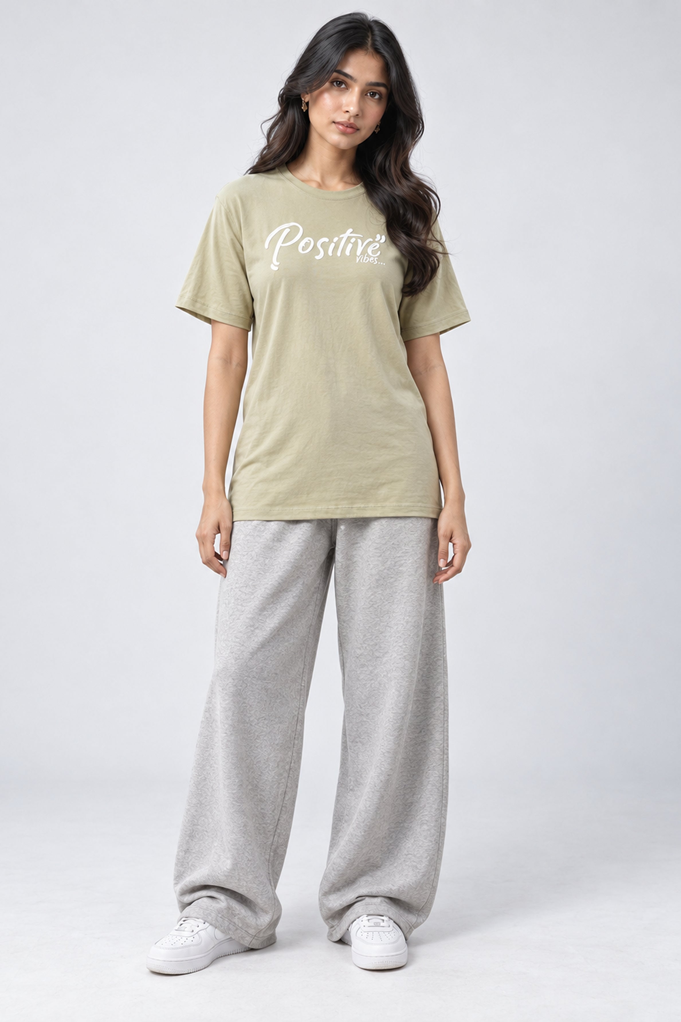 LOLI Women's Crew Neck Regular Tees - Olive
