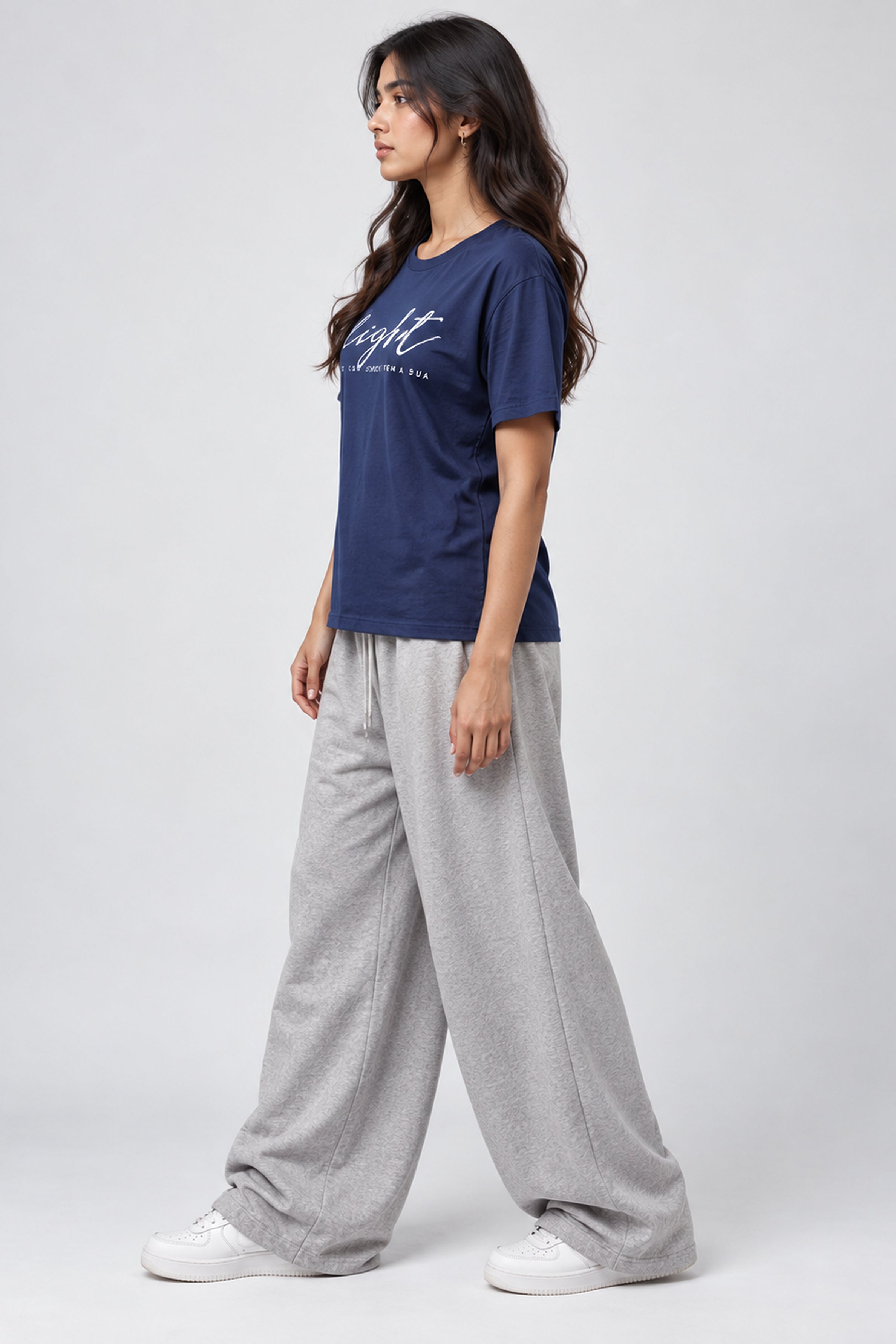 LOLI Women's Crew Neck Regular Tees - Navy