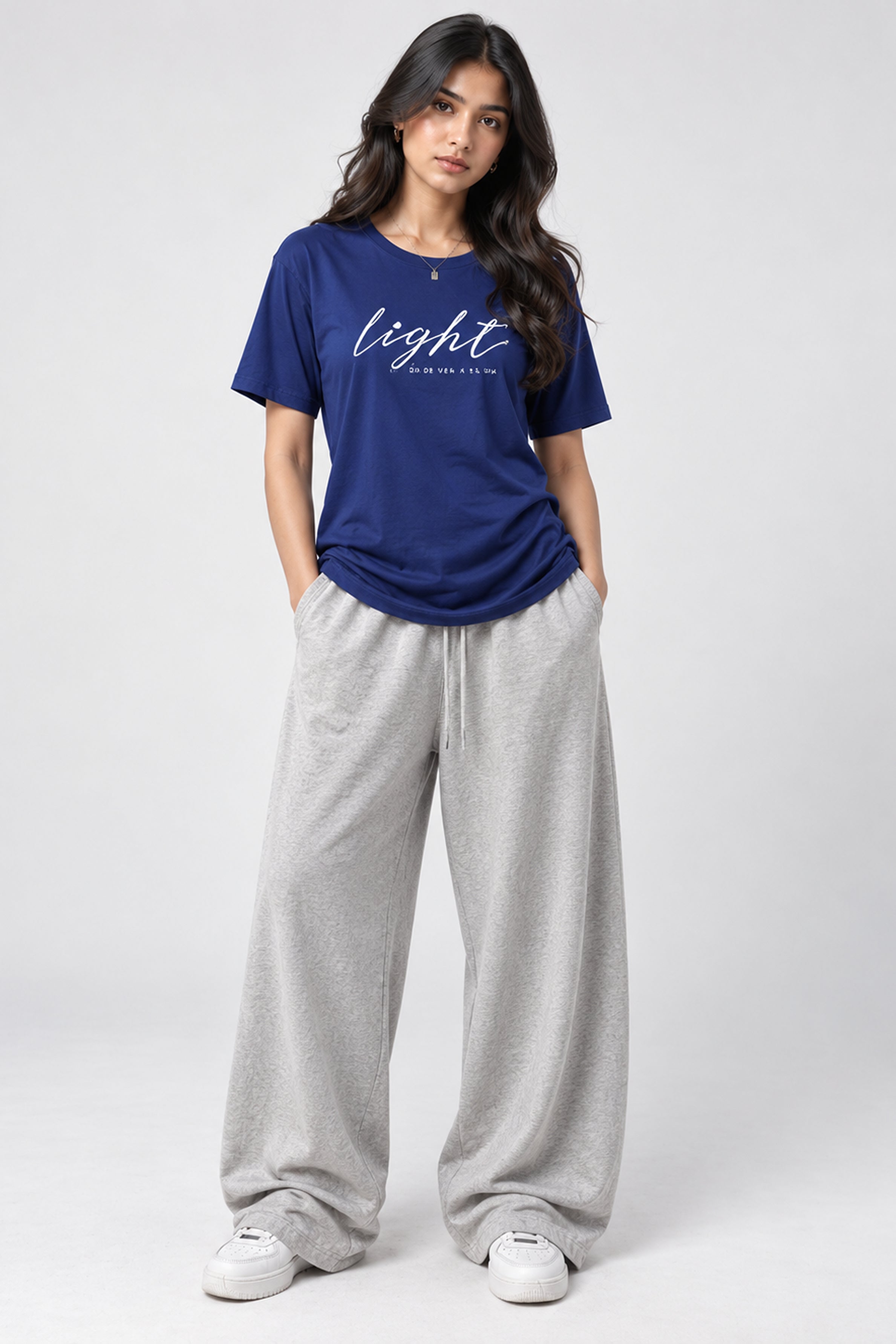 LOLI Women's Crew Neck Regular Tees - Navy