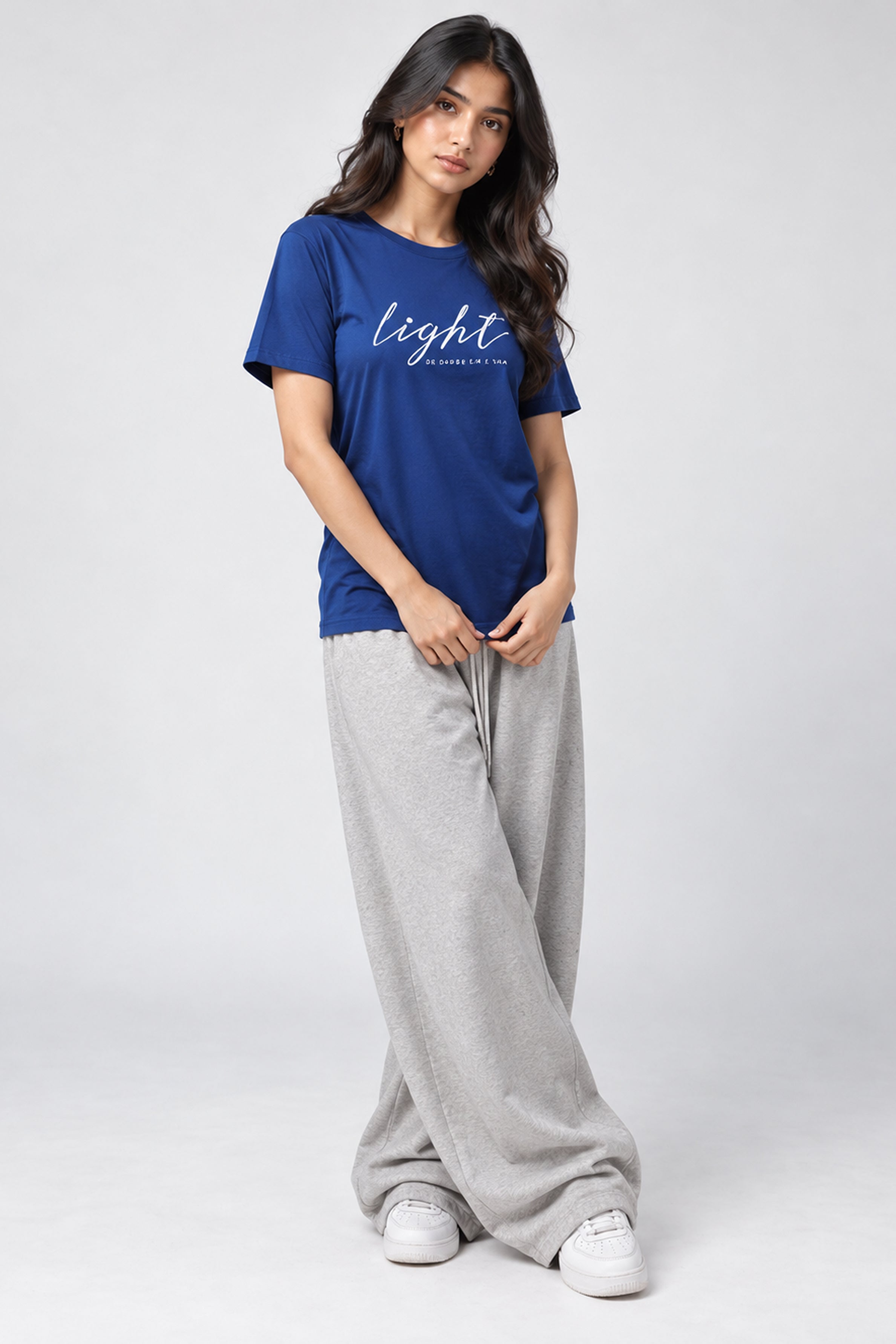 LOLI Women's Crew Neck Regular Tees - Navy