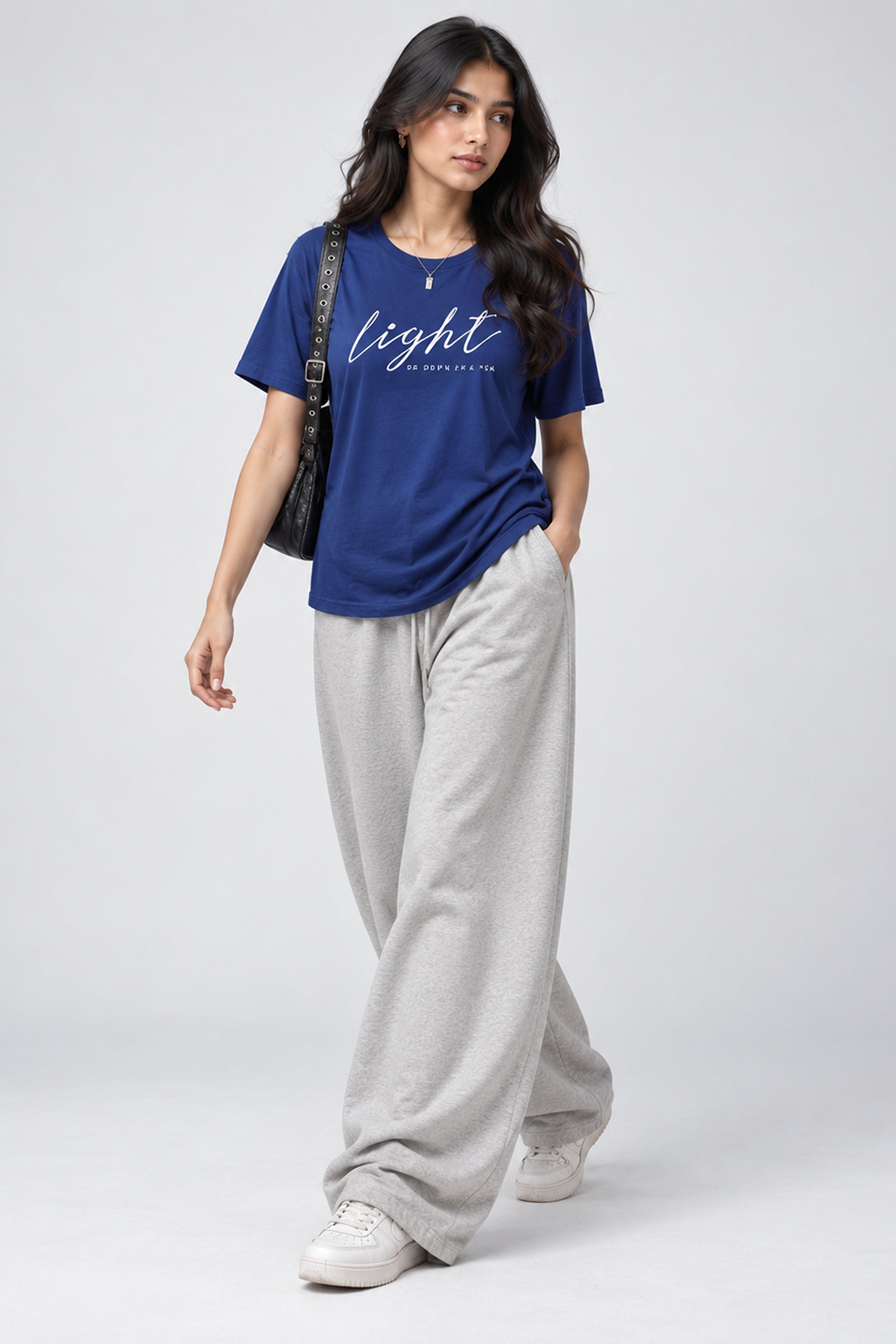 LOLI Women's Crew Neck Regular Tees - Navy