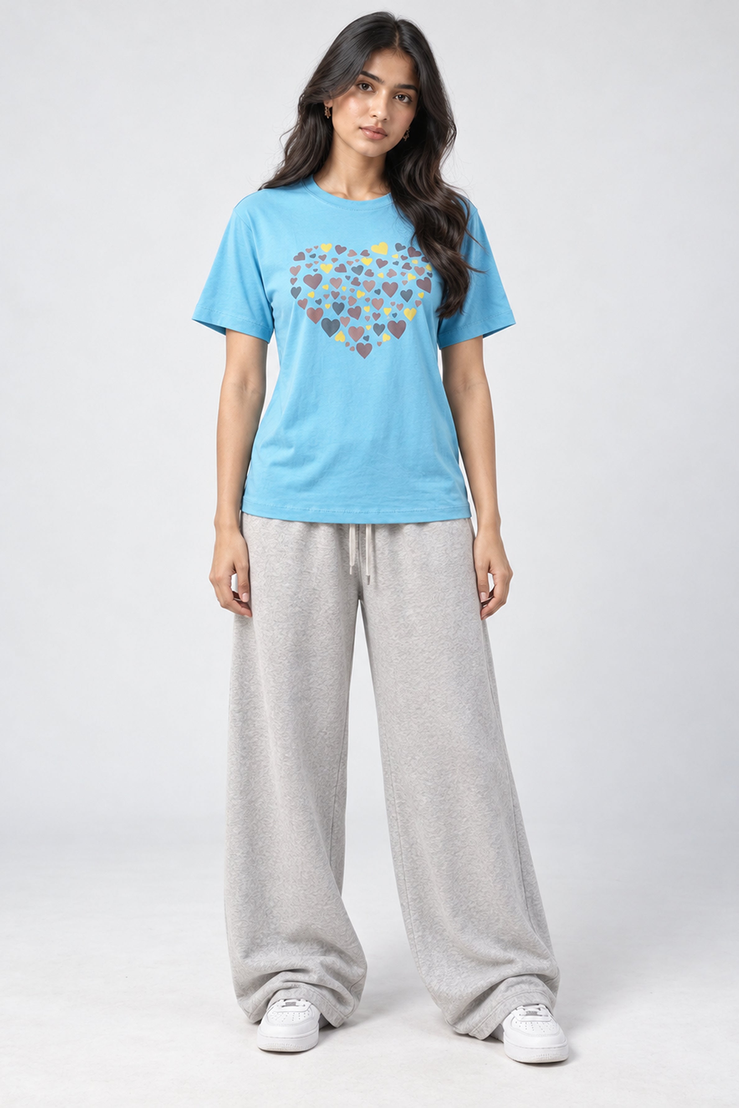LOLI Women's Crew Neck Regular Tees - Light Blue