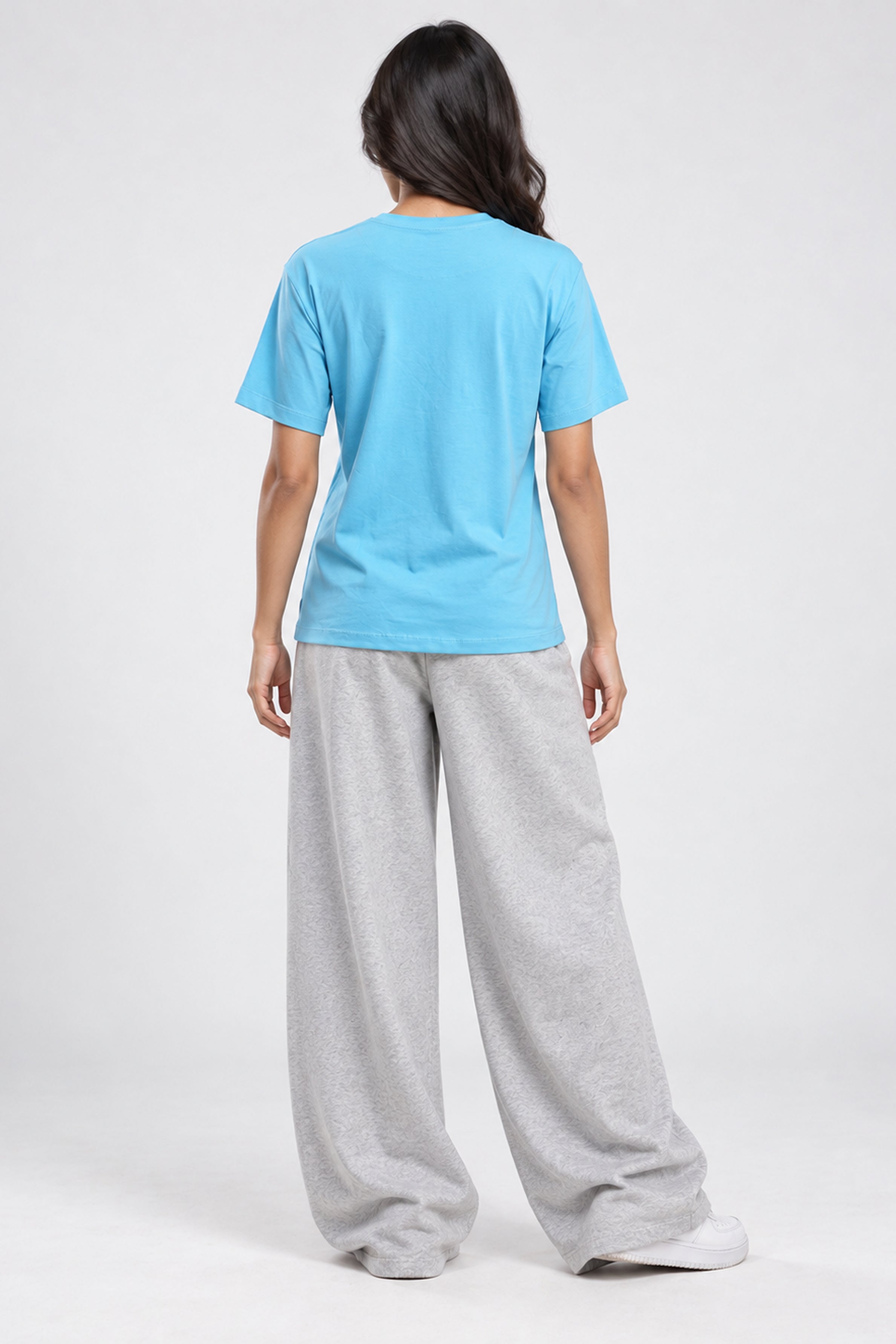 LOLI Women's Crew Neck Regular Tees - Light Blue