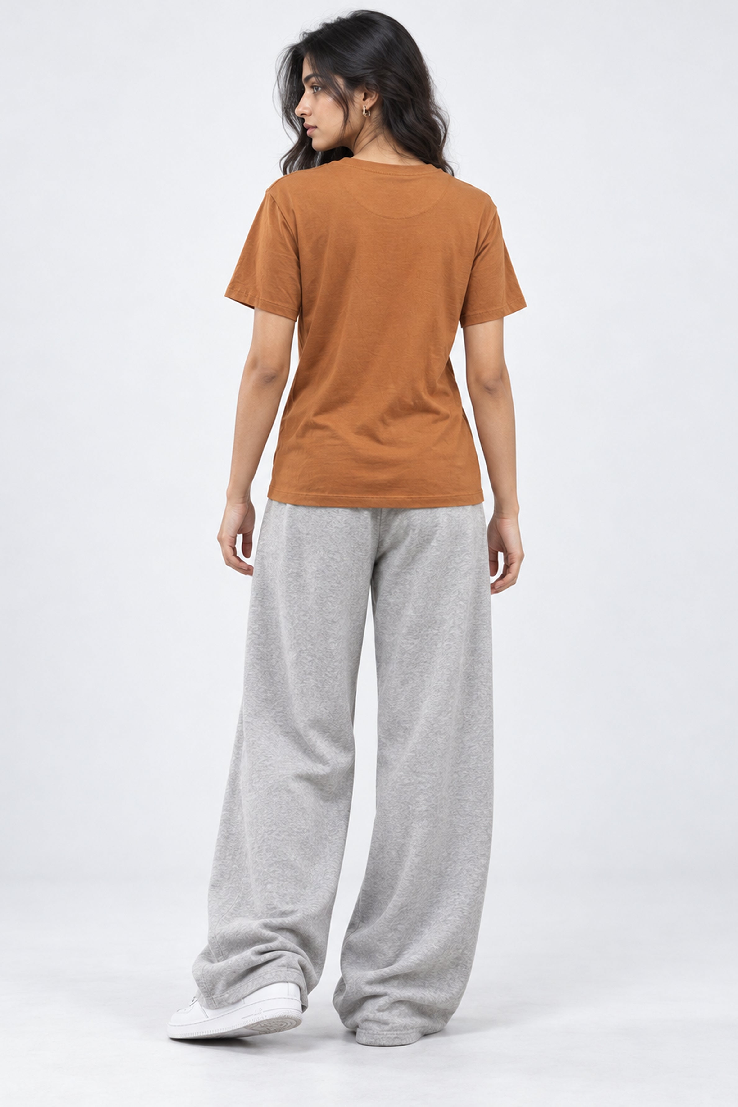 LOLI Women's Crew Neck Regular Tees - Brown