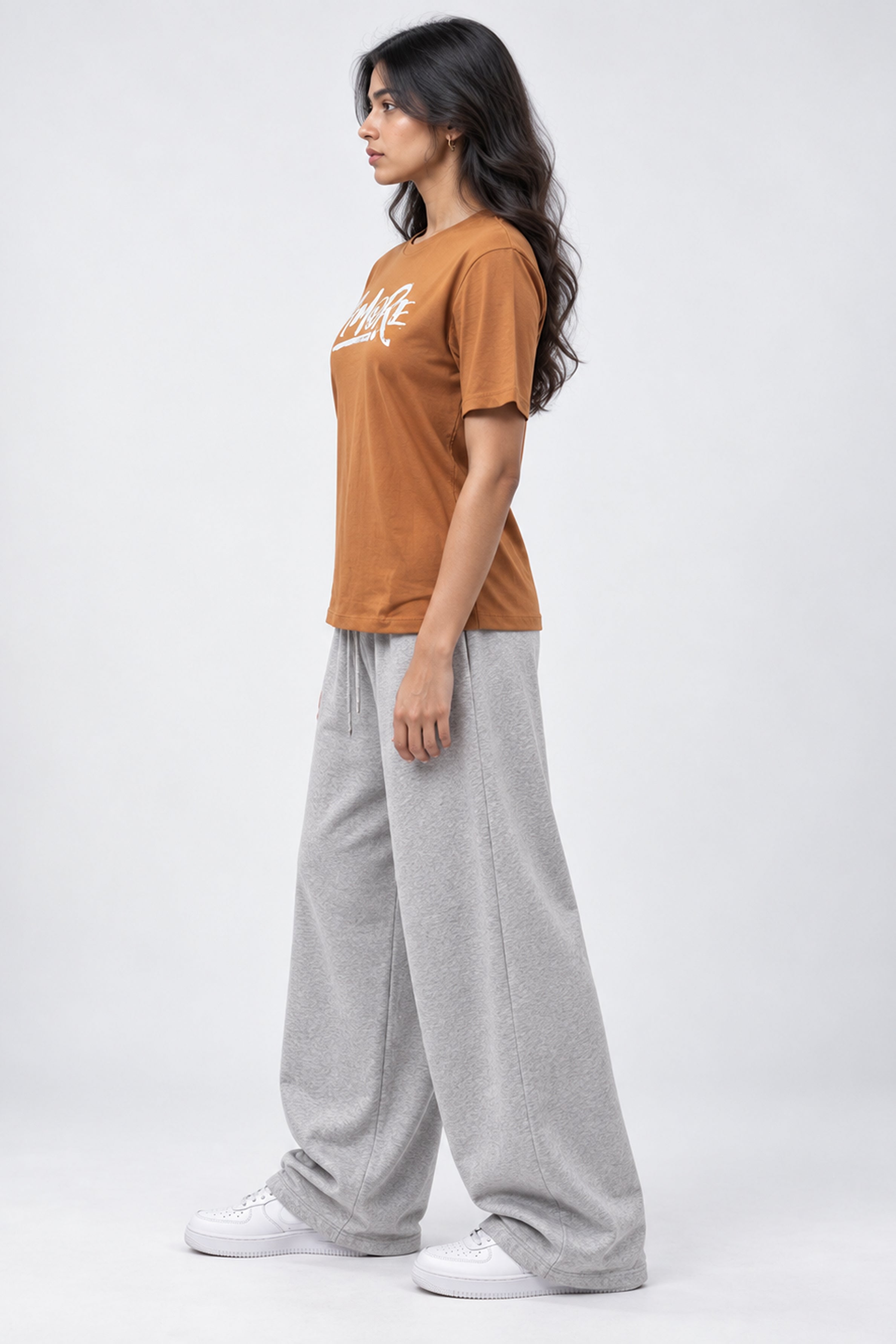 LOLI Women's Crew Neck Regular Tees - Brown