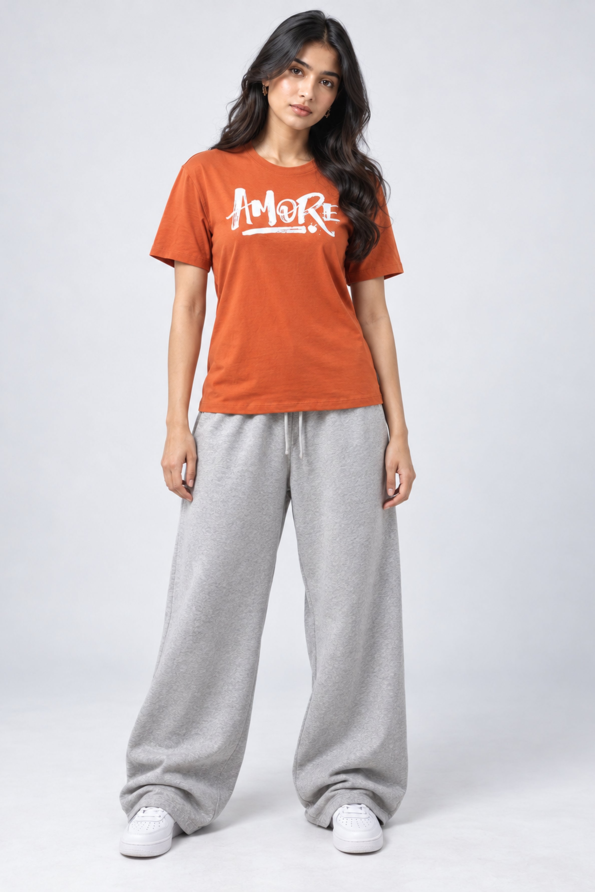LOLI Women's Crew Neck Regular Tees - Orange