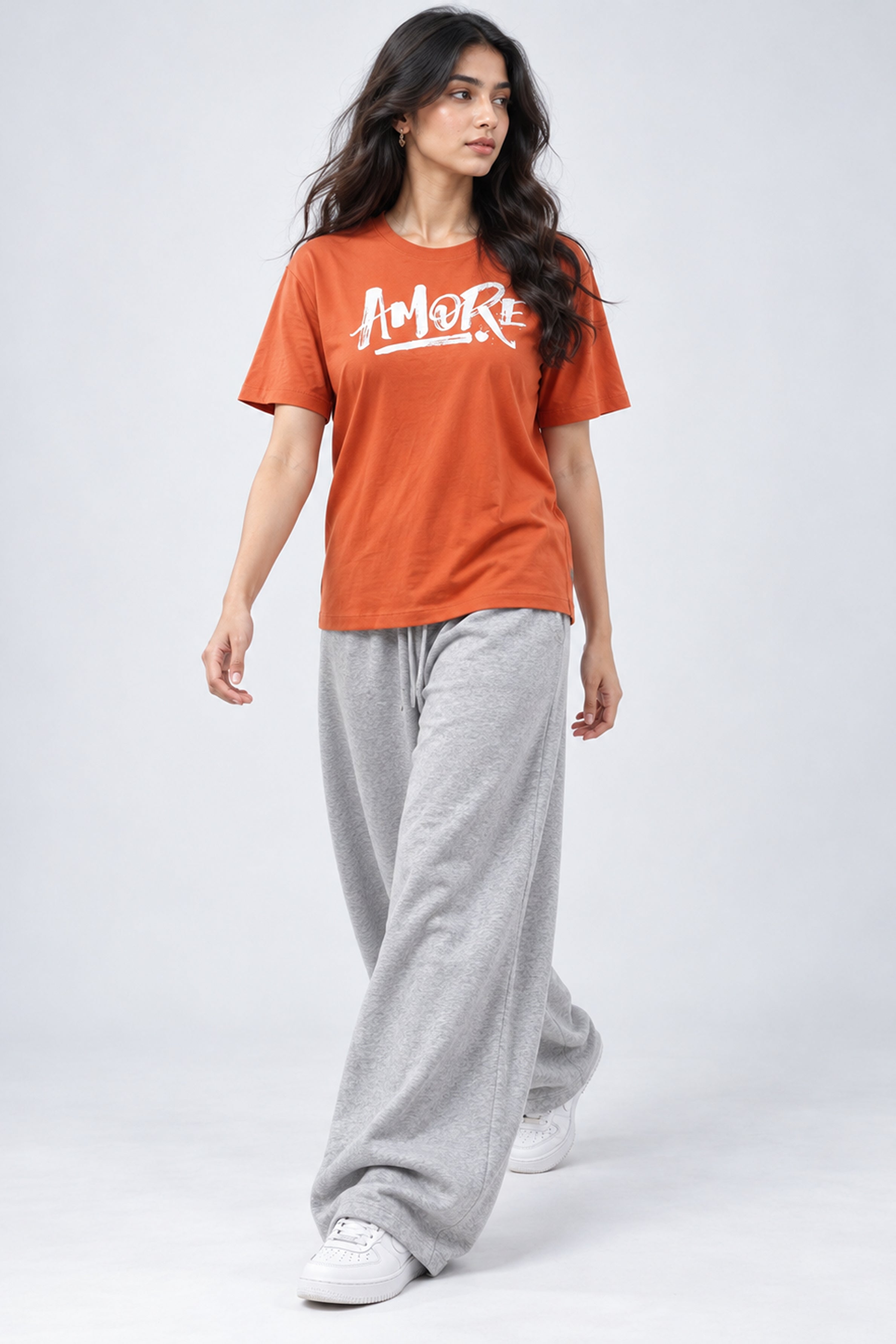 LOLI Women's Crew Neck Regular Tees - Orange