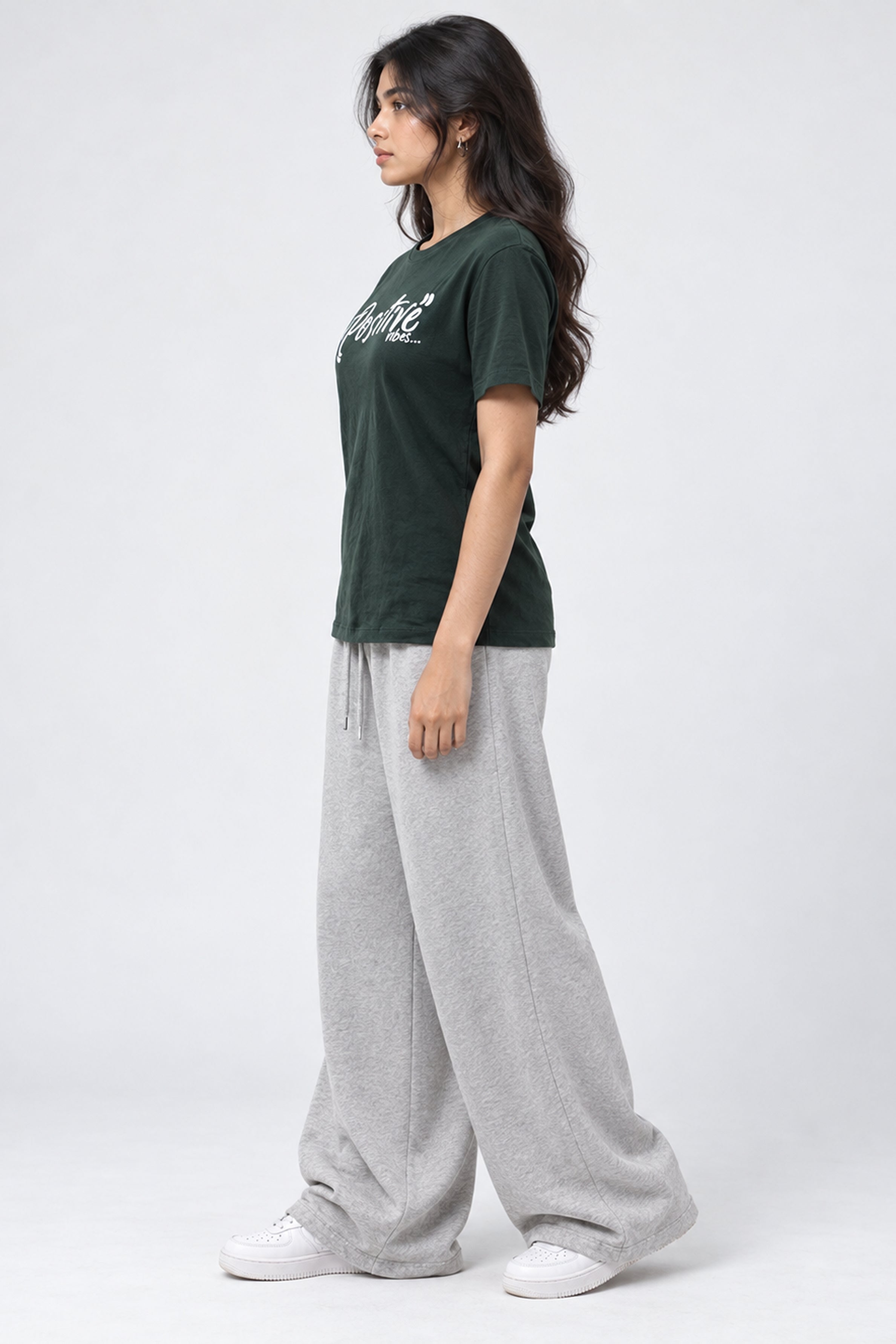 LOLI Women's Crew Neck Regular Tees - Army Green