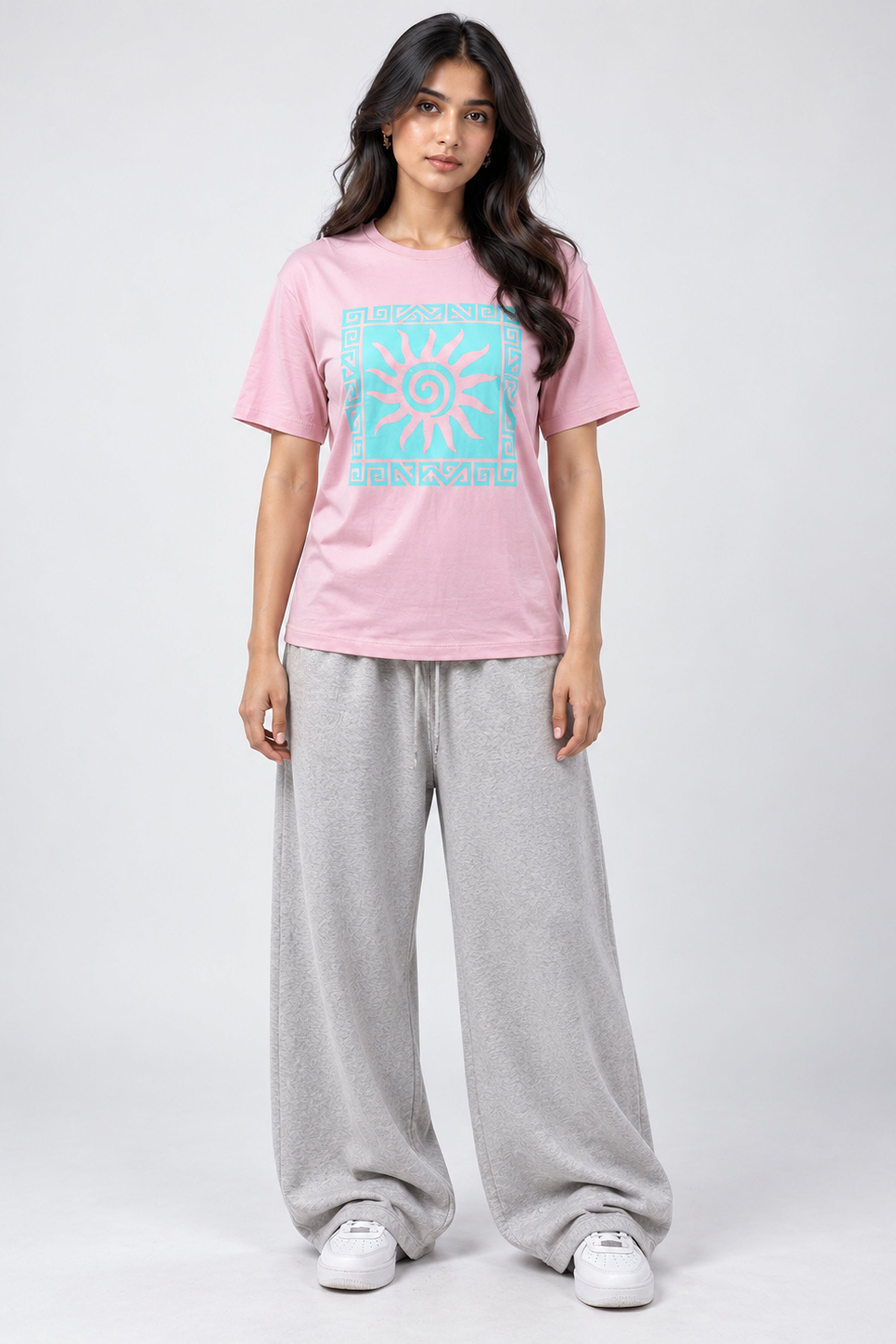 LOLI Women's Crew Neck Regular Tees - Light Pink
