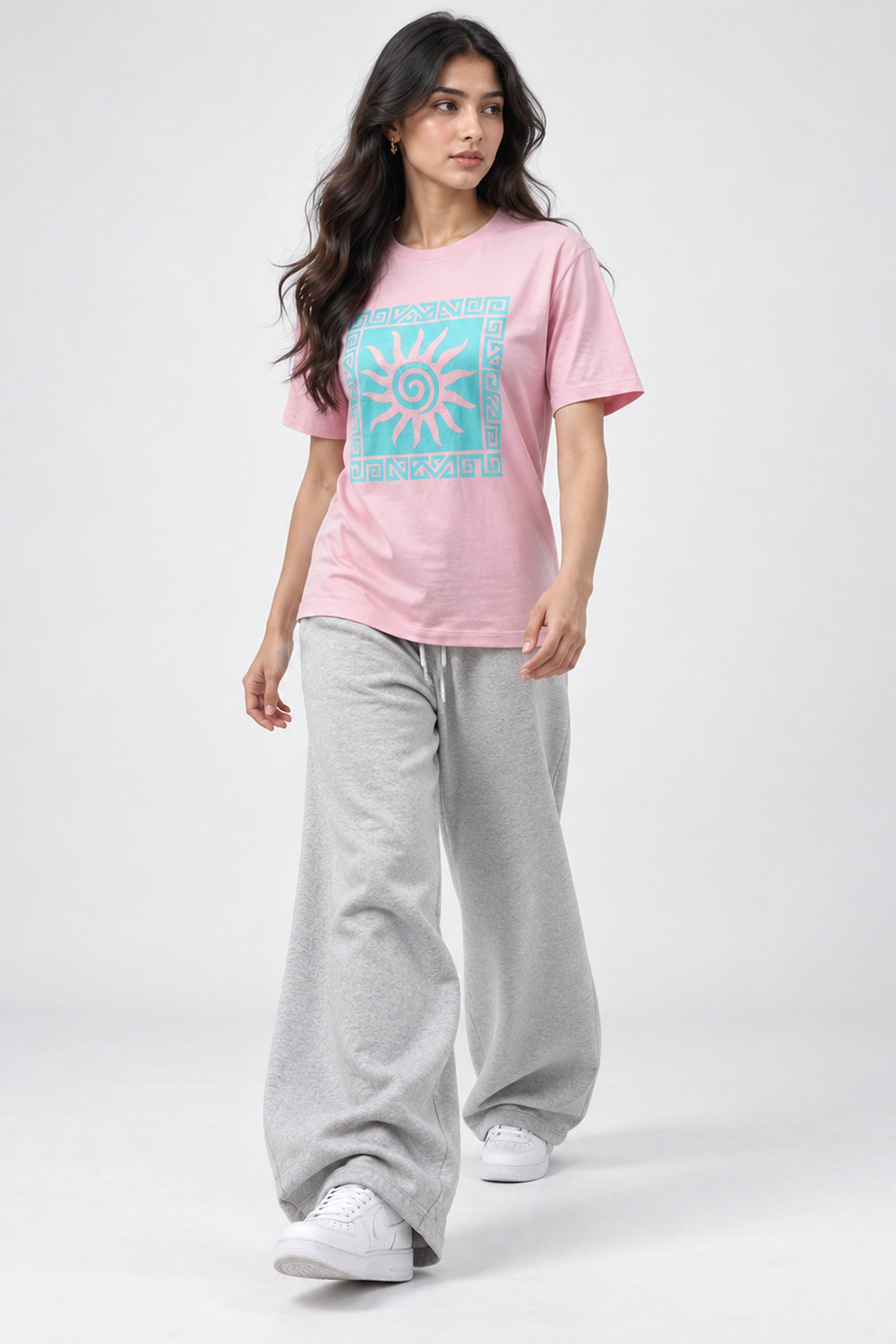 LOLI Women's Crew Neck Regular Tees - Light Pink