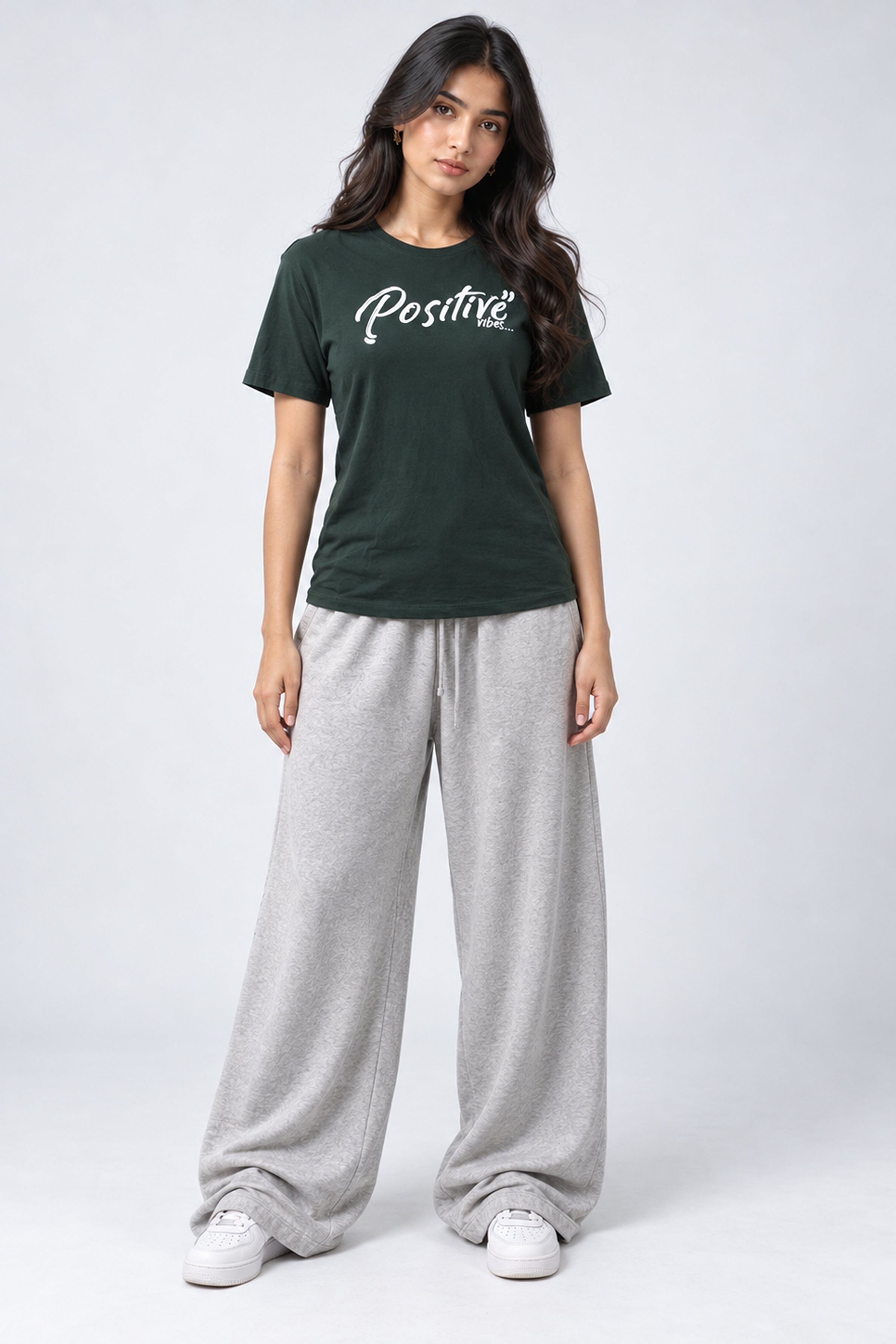 LOLI Women's Crew Neck Regular Tees - Army Green