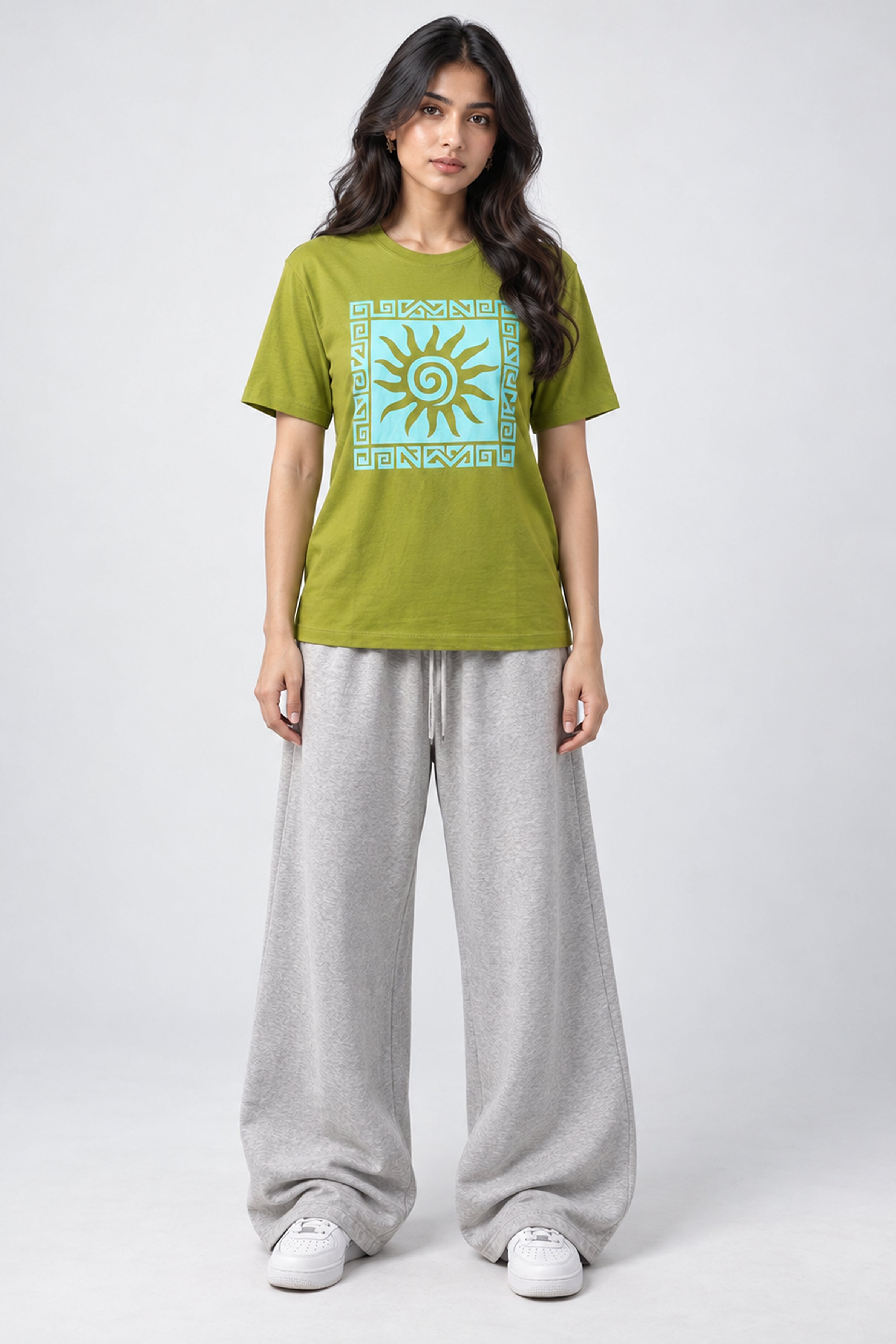 LOLI Women's Crew Neck Regular Tees - Light Green