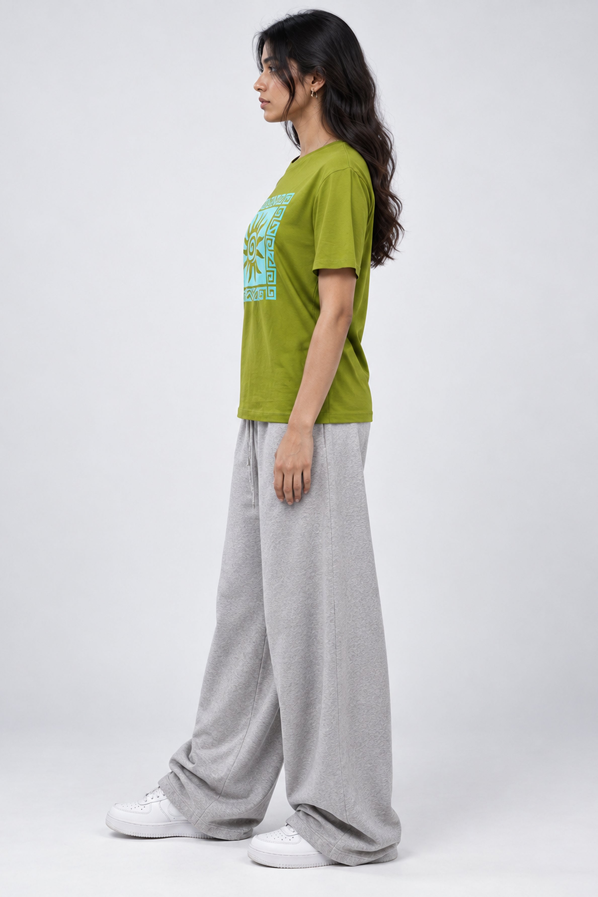 LOLI Women's Crew Neck Regular Tees - Light Green