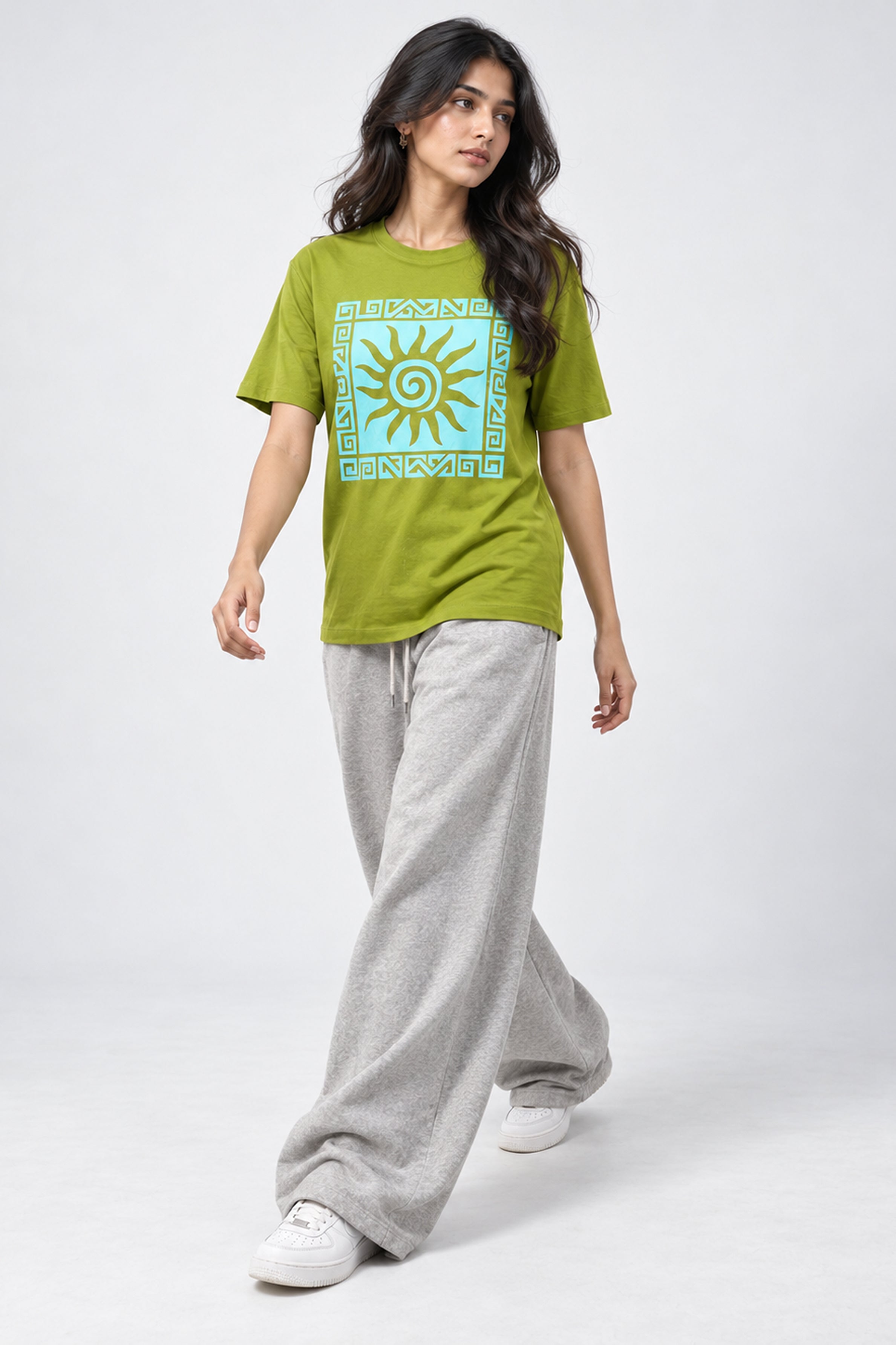 LOLI Women's Crew Neck Regular Tees - Light Green