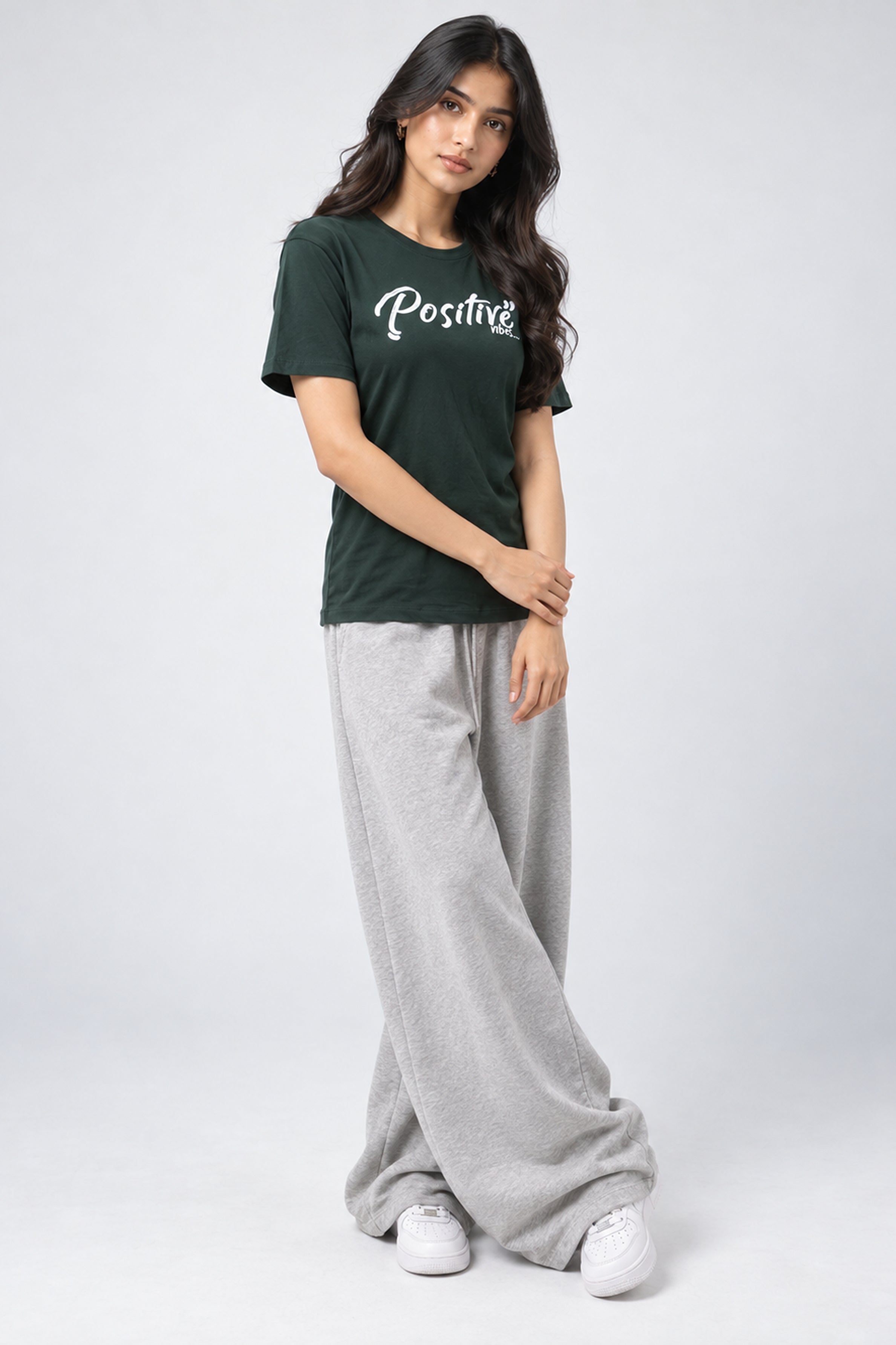 LOLI Women's Crew Neck Regular Tees - Army Green