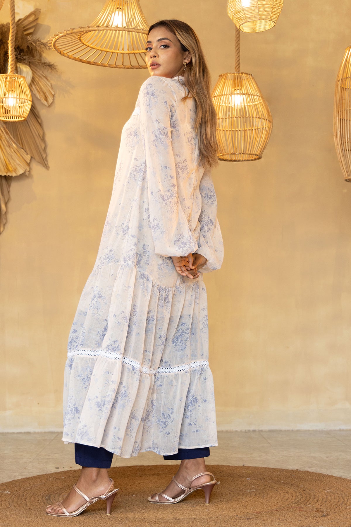 Hada Women's Long Sleeve Printed Casual Dress