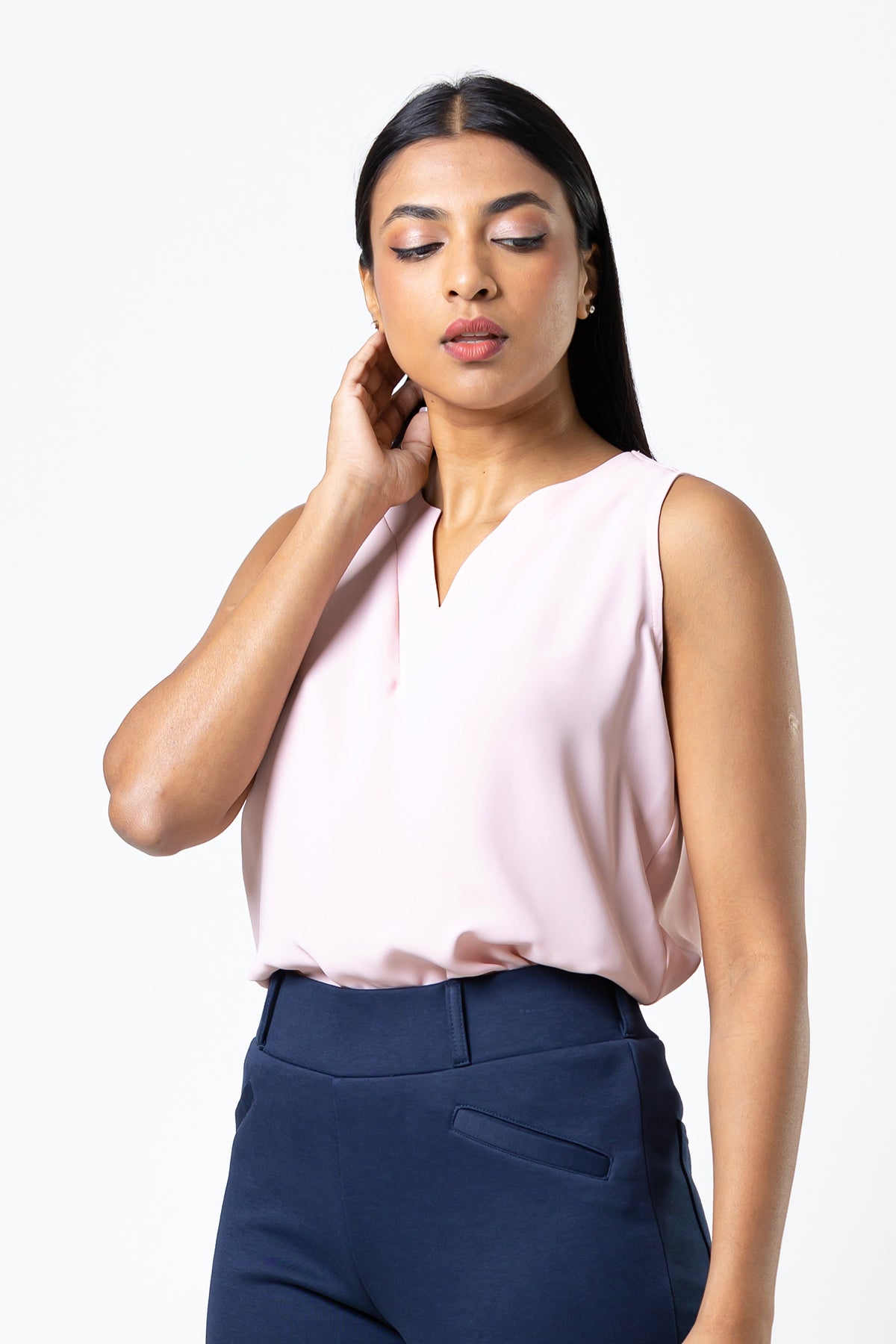 Envogue Women's Sleeve Less Plain Color Office Top