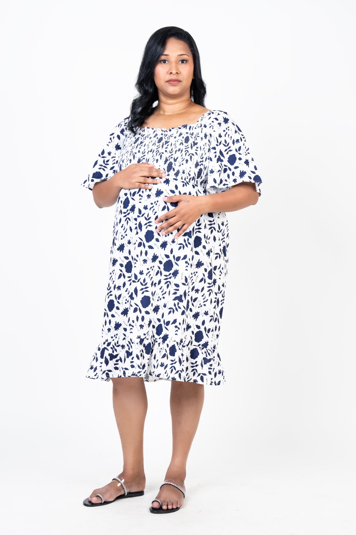 Envogue Women's Short Bell Sleeve Maternity Dress