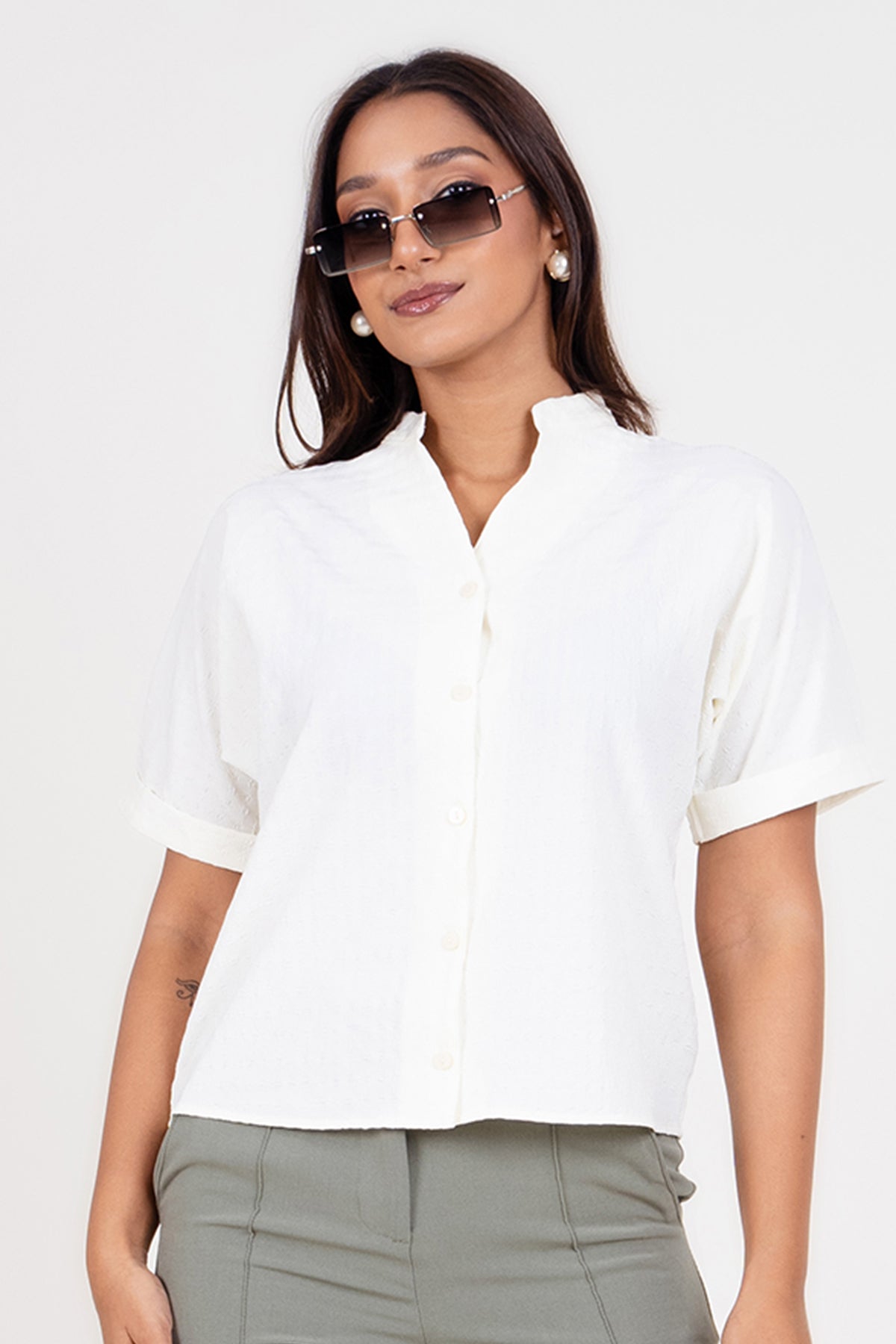 Envogue Women's Short Sleeve Chic Office Top