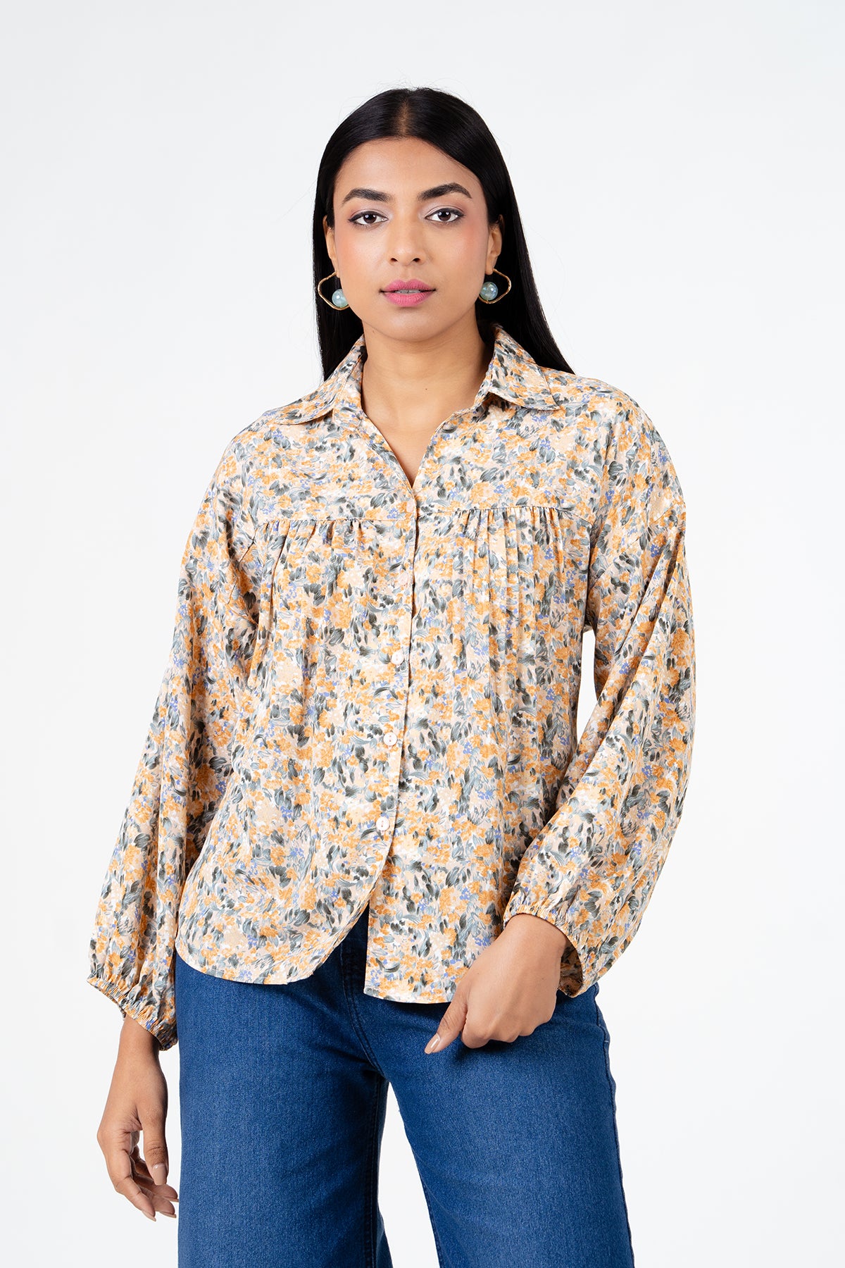 Envogue Women's 3/4 Sleeve Printed Casual Blouse