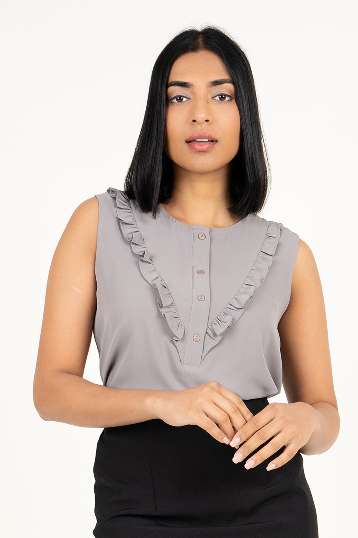 Envogue Women's Sleeve Less Plain Chic Office Top