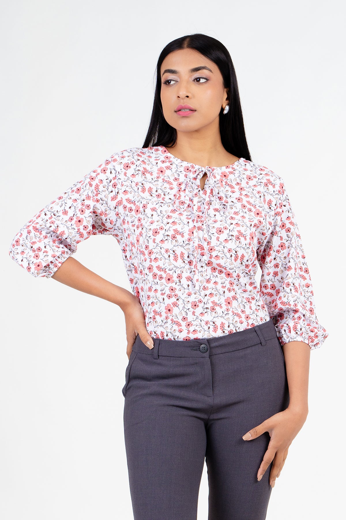 Envogue Women's 3/4 Sleeve Printed Office Blouse