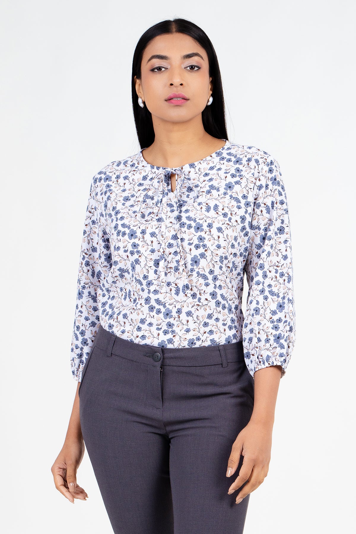 Envogue Women's 3/4 Sleeve Printed Office Blouse