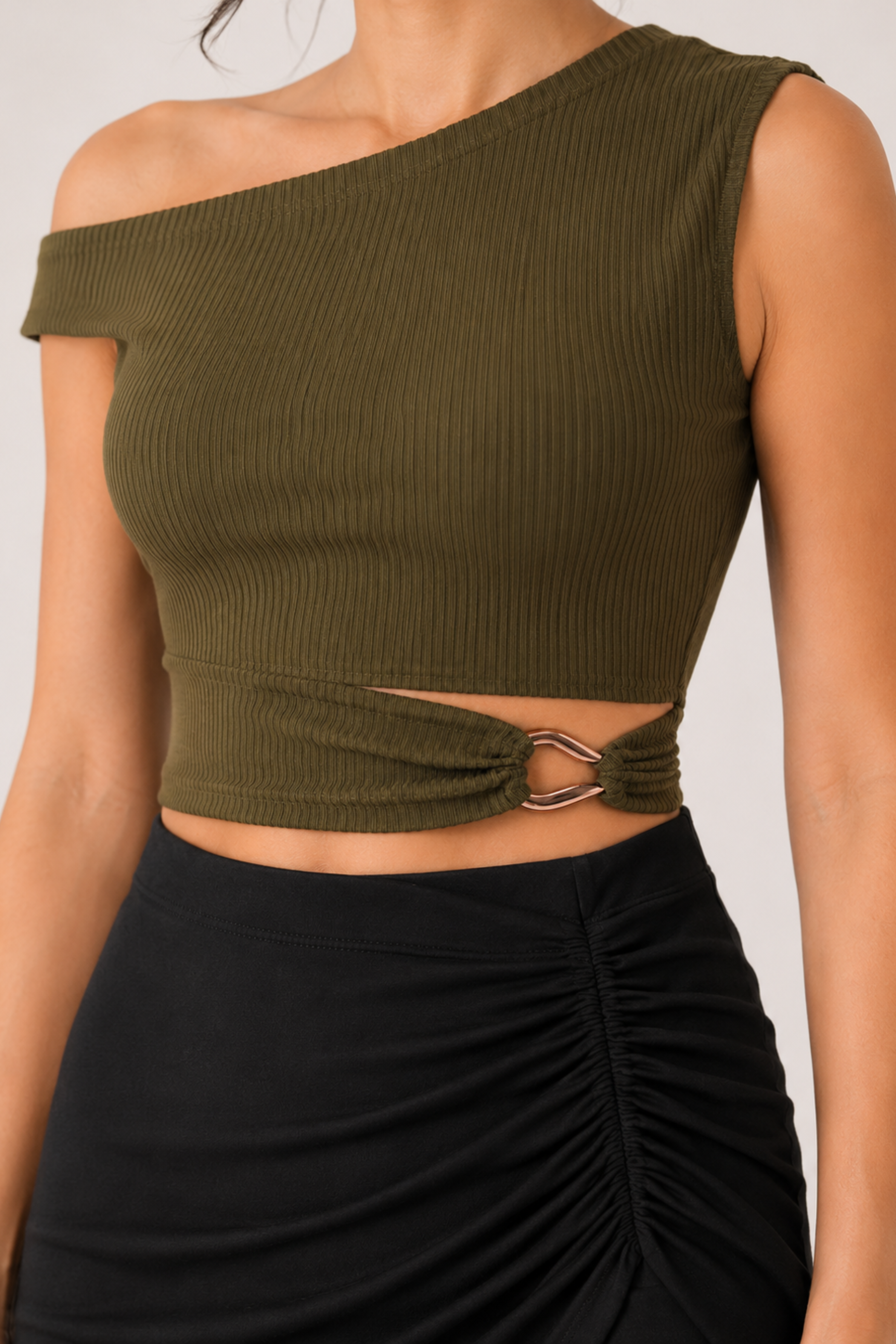 MODANO Casual Crop Top - Army Green