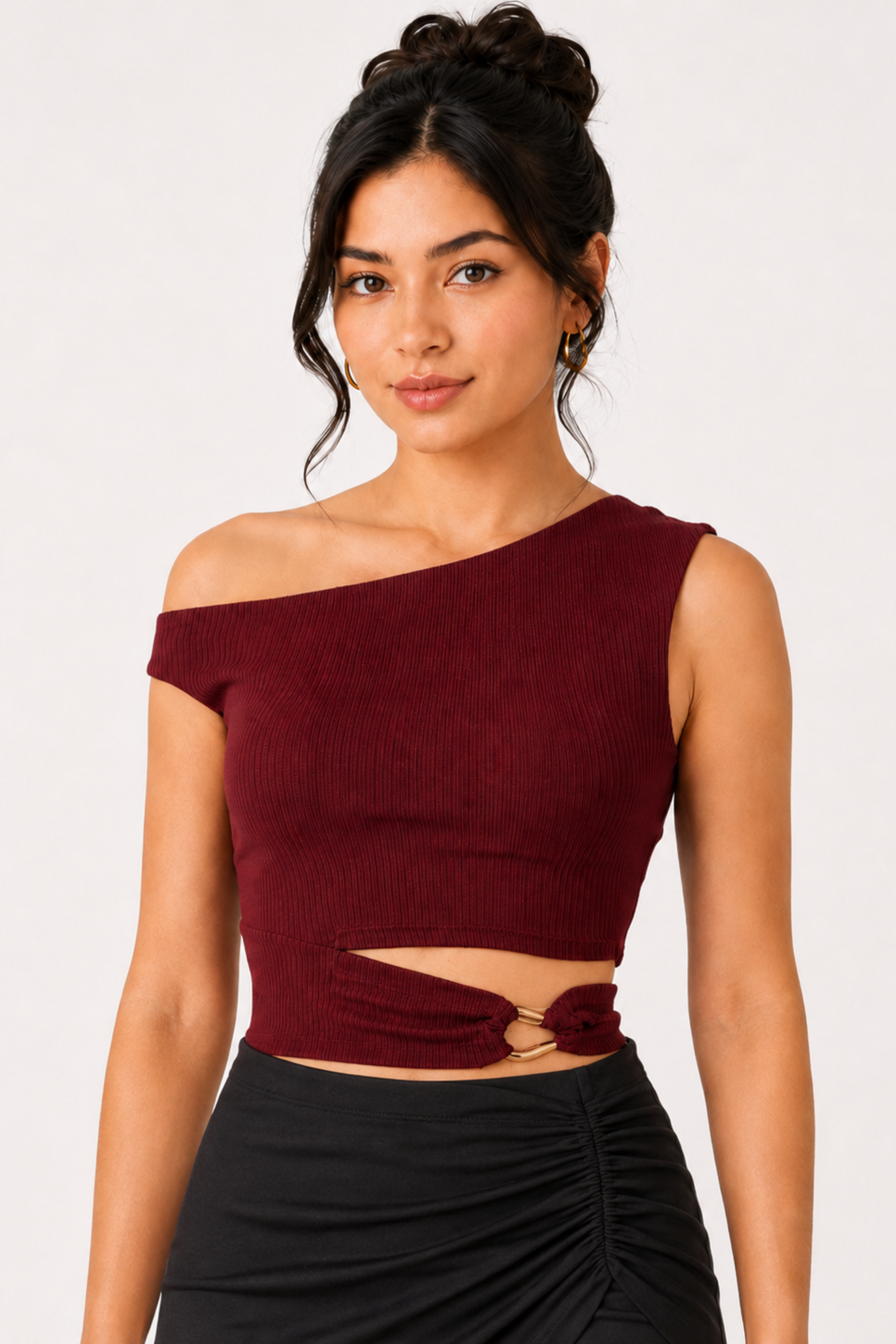 MODANO Casual Crop Top - Maroon