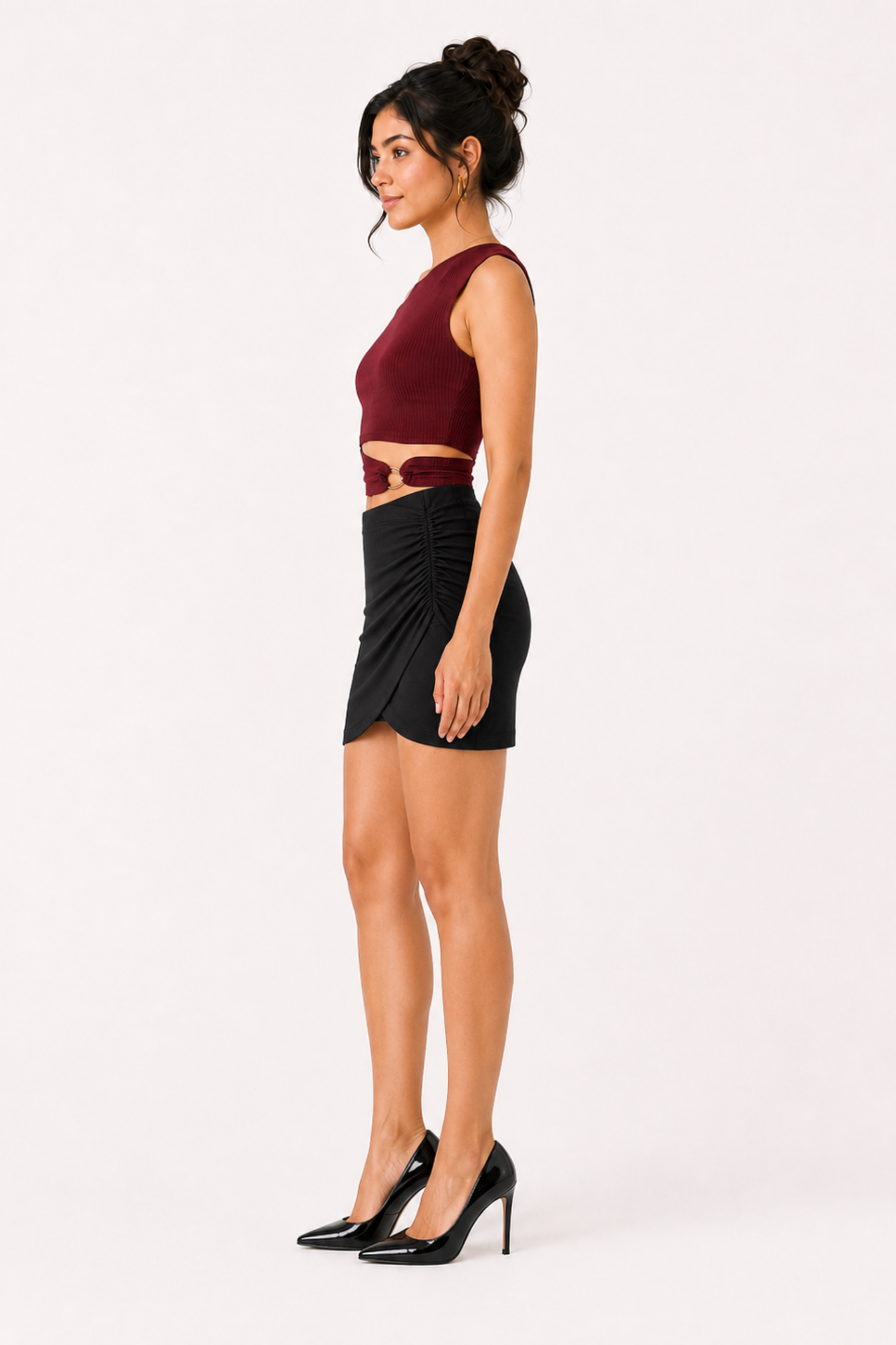 MODANO Casual Crop Top - Maroon