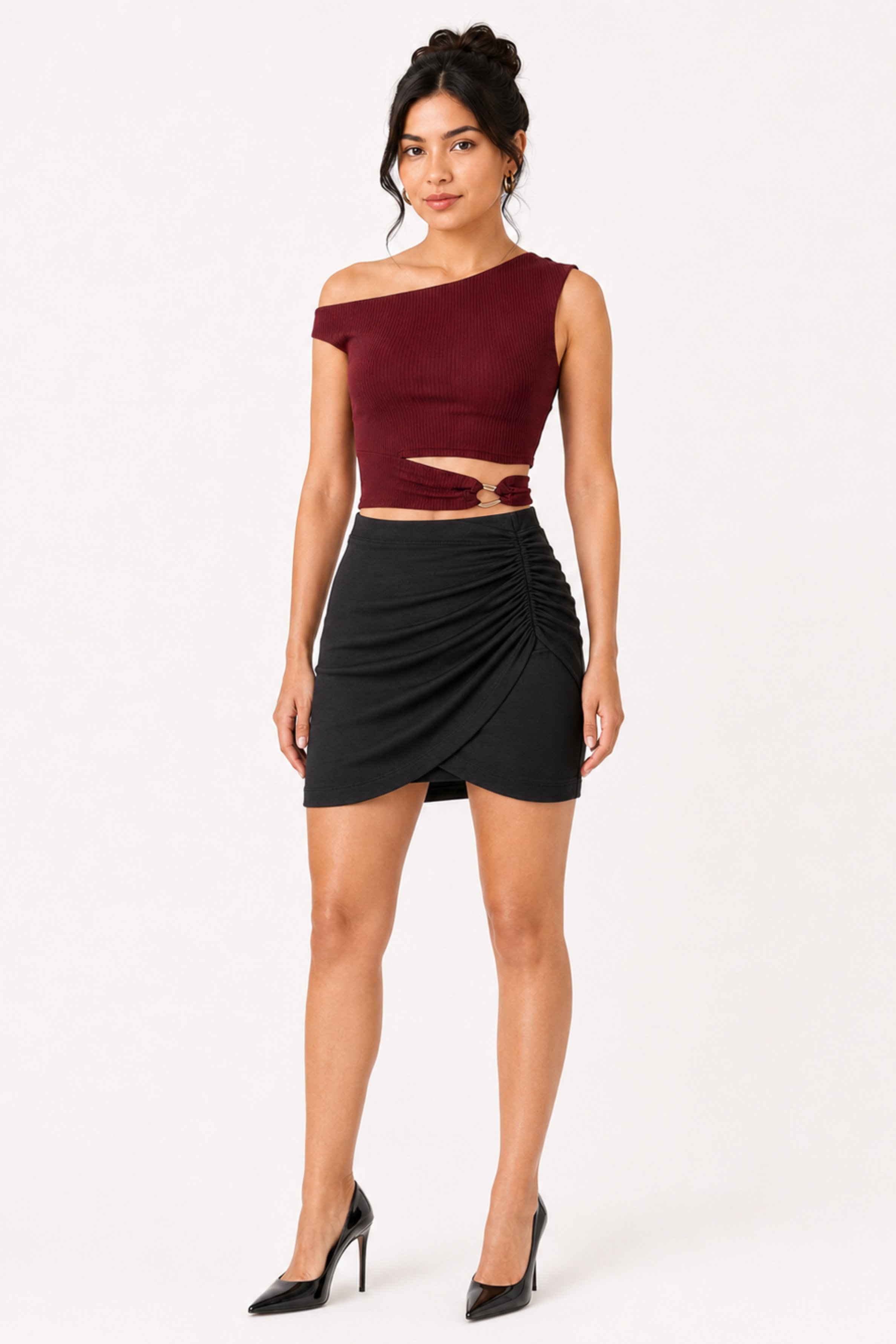 MODANO Casual Crop Top - Maroon