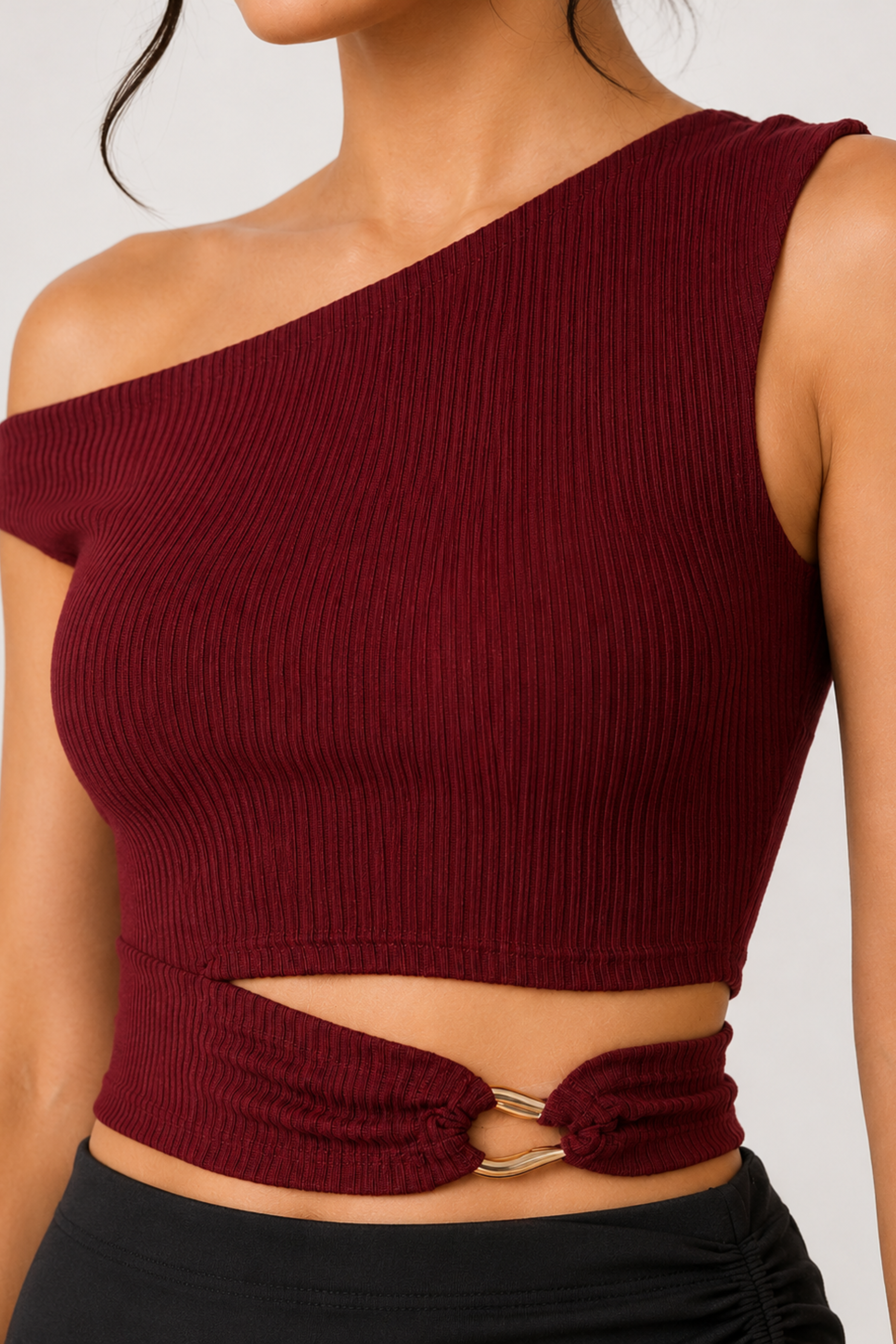 MODANO Casual Crop Top - Maroon