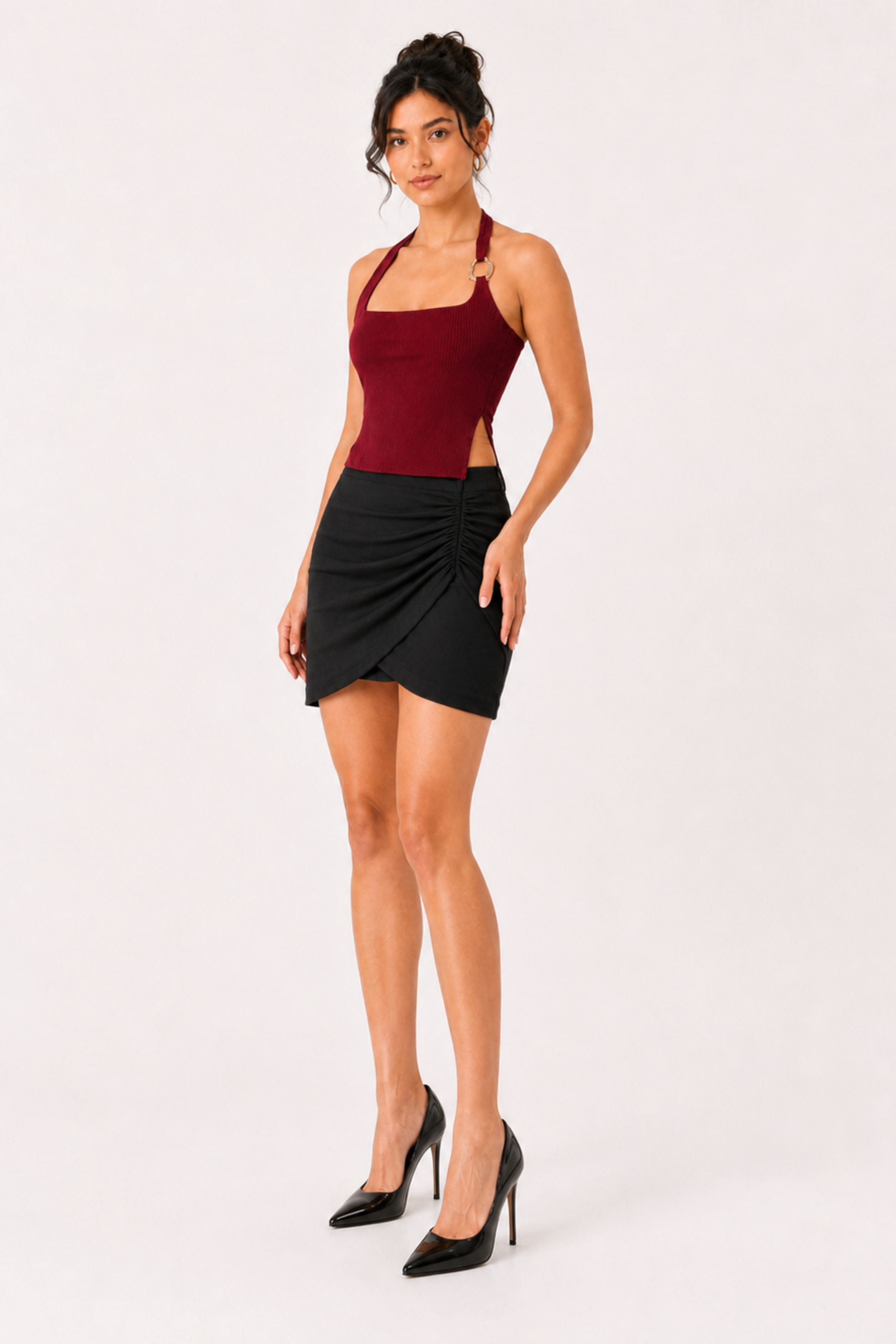 MODANO Casual Crop Top - Maroon