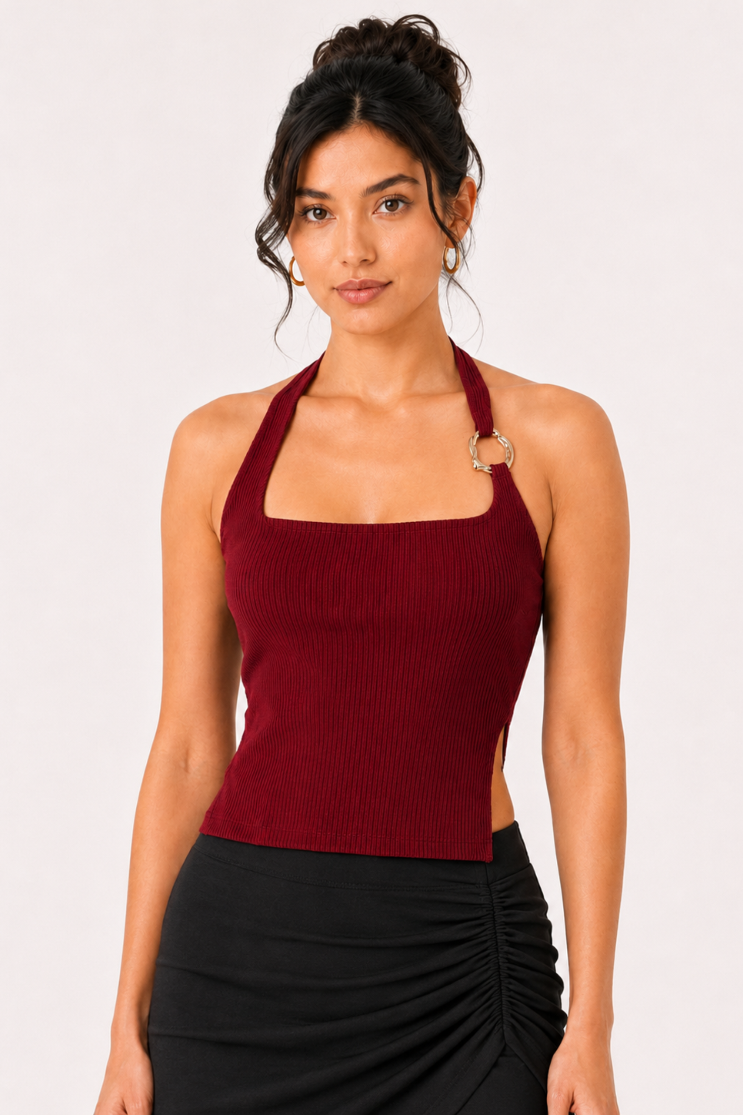 MODANO Casual Crop Top - Maroon