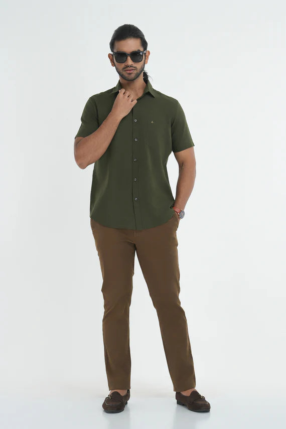 Anationz Men's Short Sleeve Casual Linen Shirt