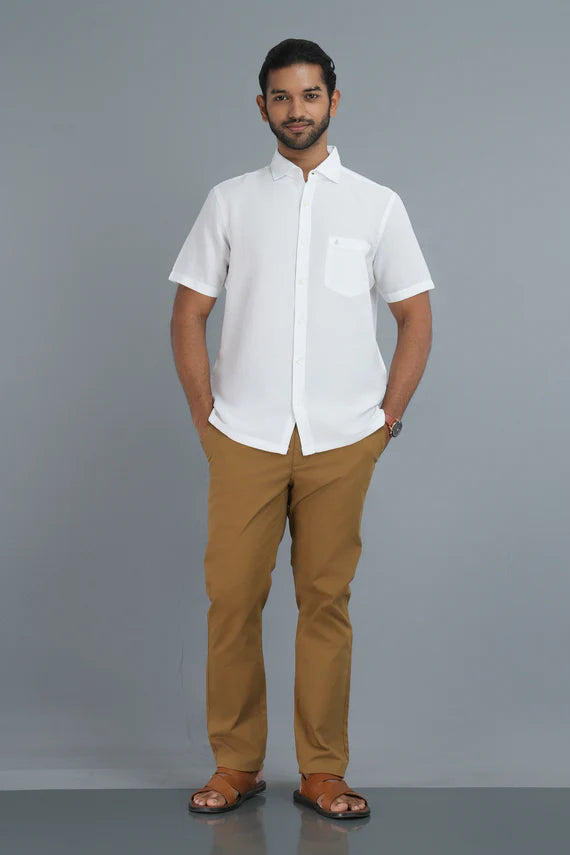 Anationz Men's Short Sleeve Casual Linen Shirt