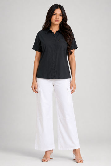 MODANO Women's Short Sleeve Casual Top - Black