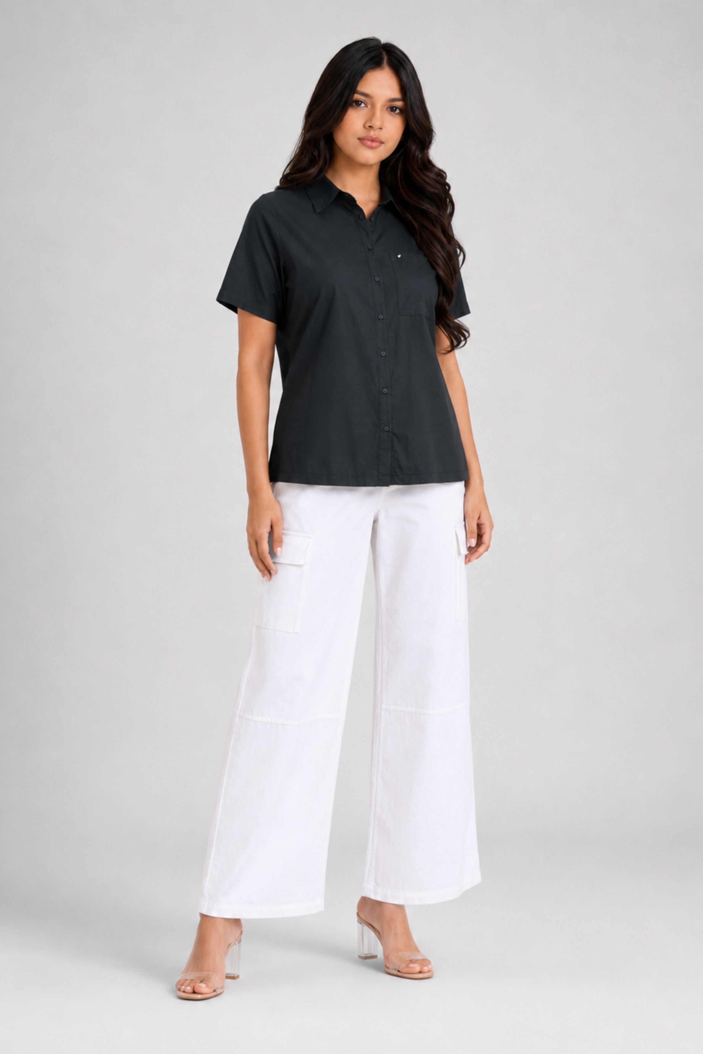 MODANO Women's Short Sleeve Casual Top - Black