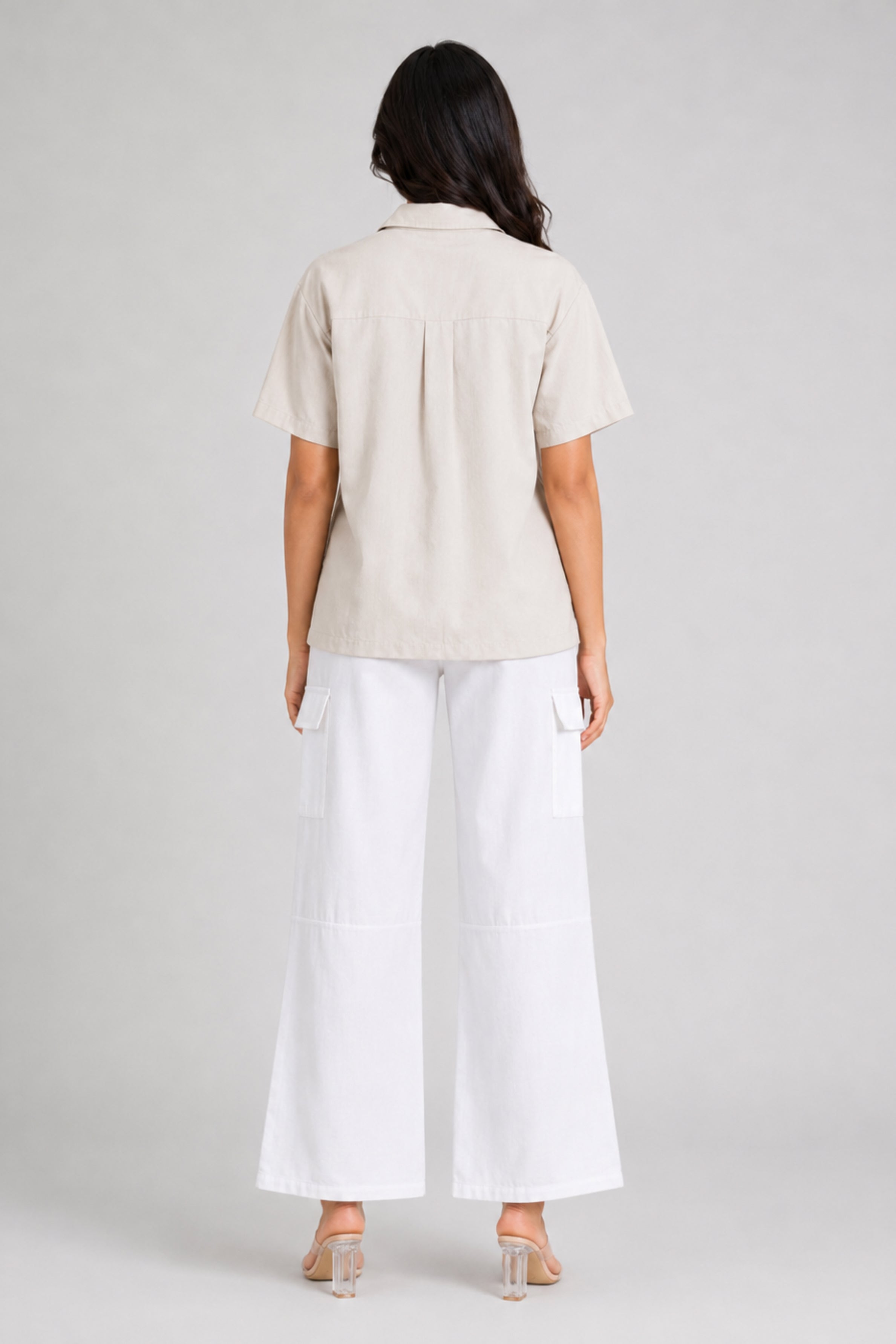 MODANO Women's Short Sleeve Casual Top - Beige