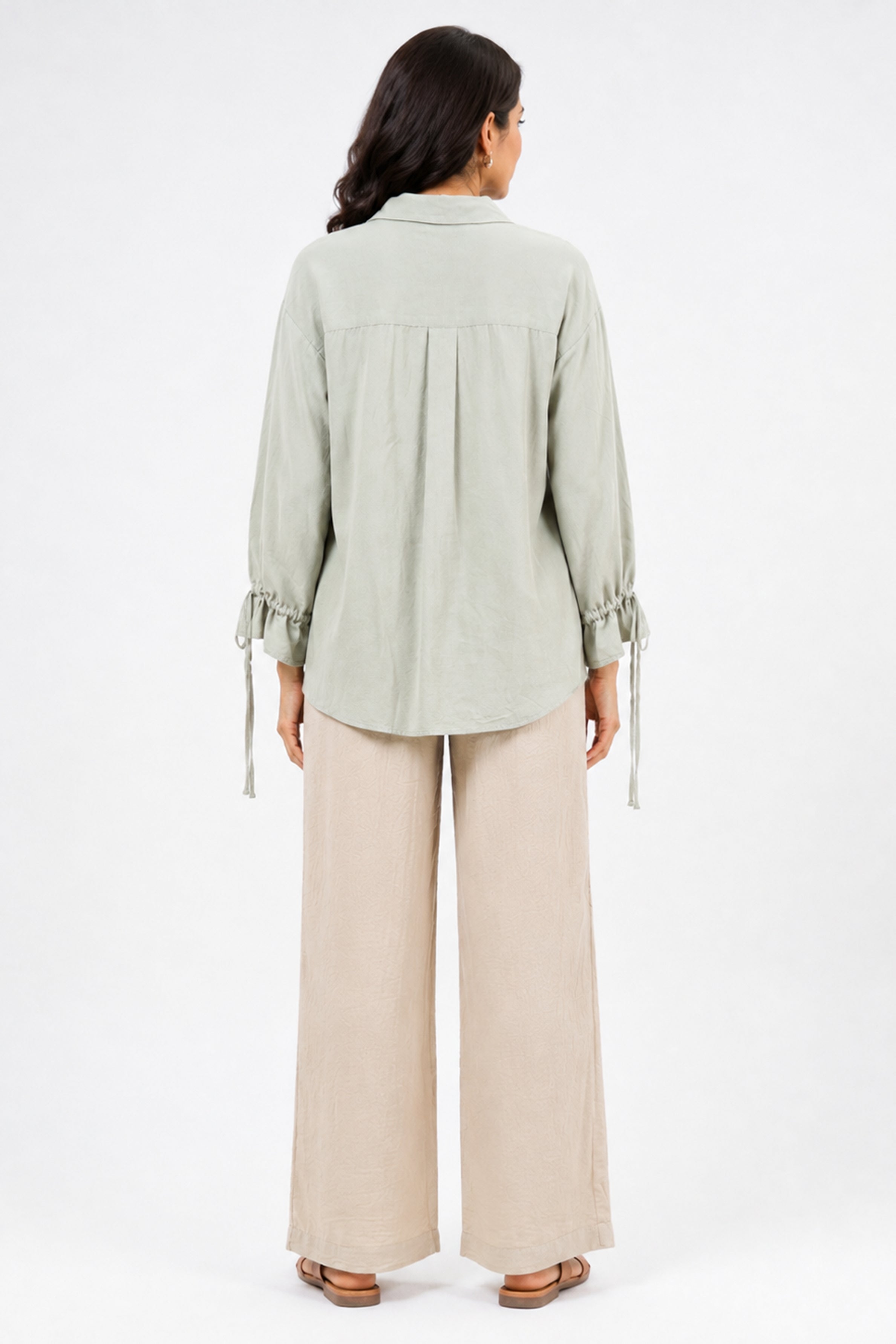 HADA Casual Relaxed Fit Button-Front Top - Mint Green