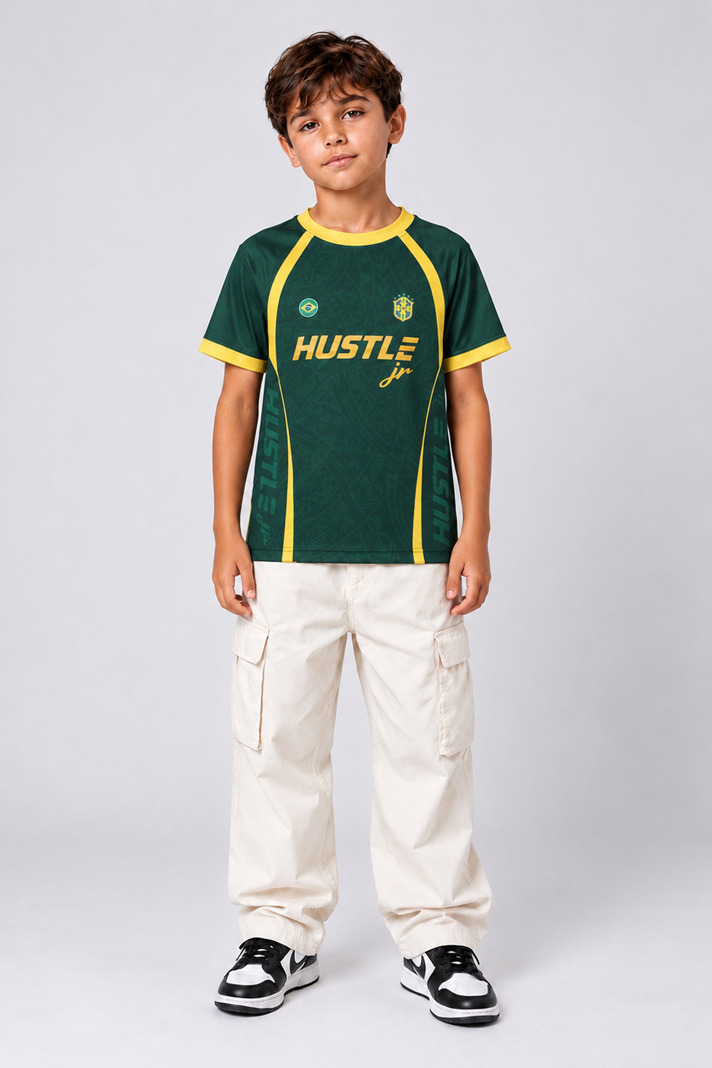 HUSTLE JUNIOR Sports Crew Neck Tees - Green