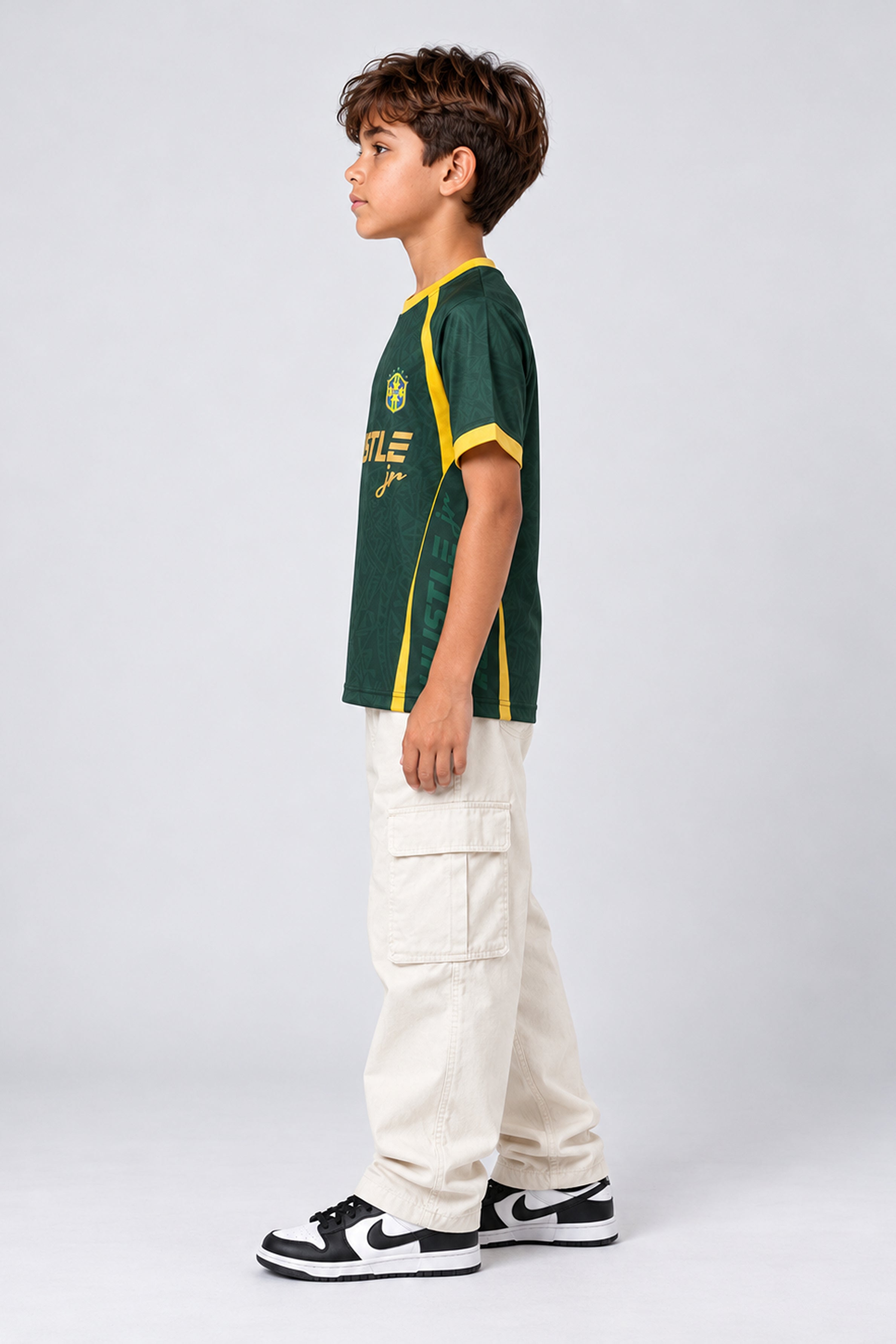 HUSTLE JUNIOR Sports Crew Neck Tees - Green
