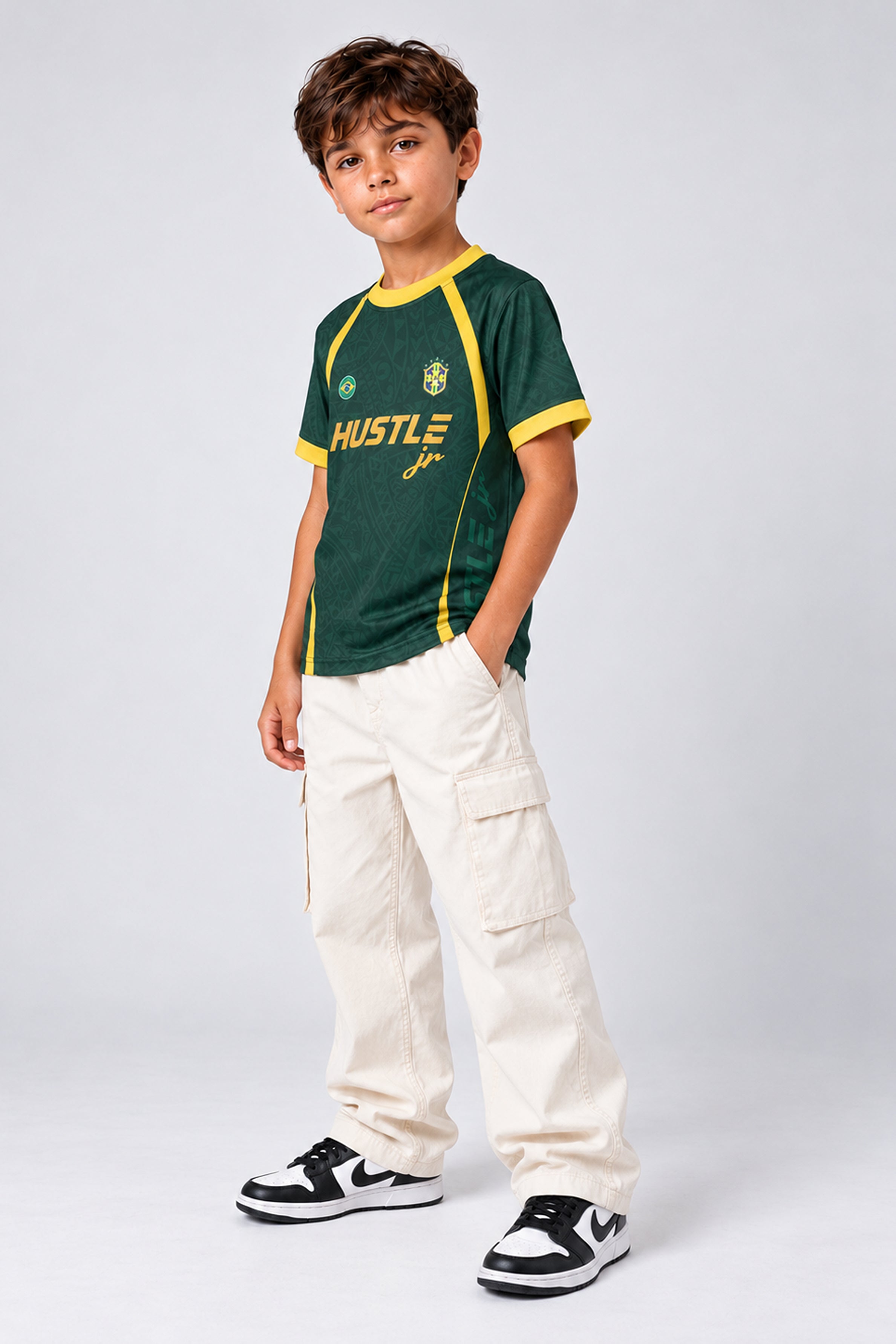 HUSTLE JUNIOR Sports Crew Neck Tees - Green