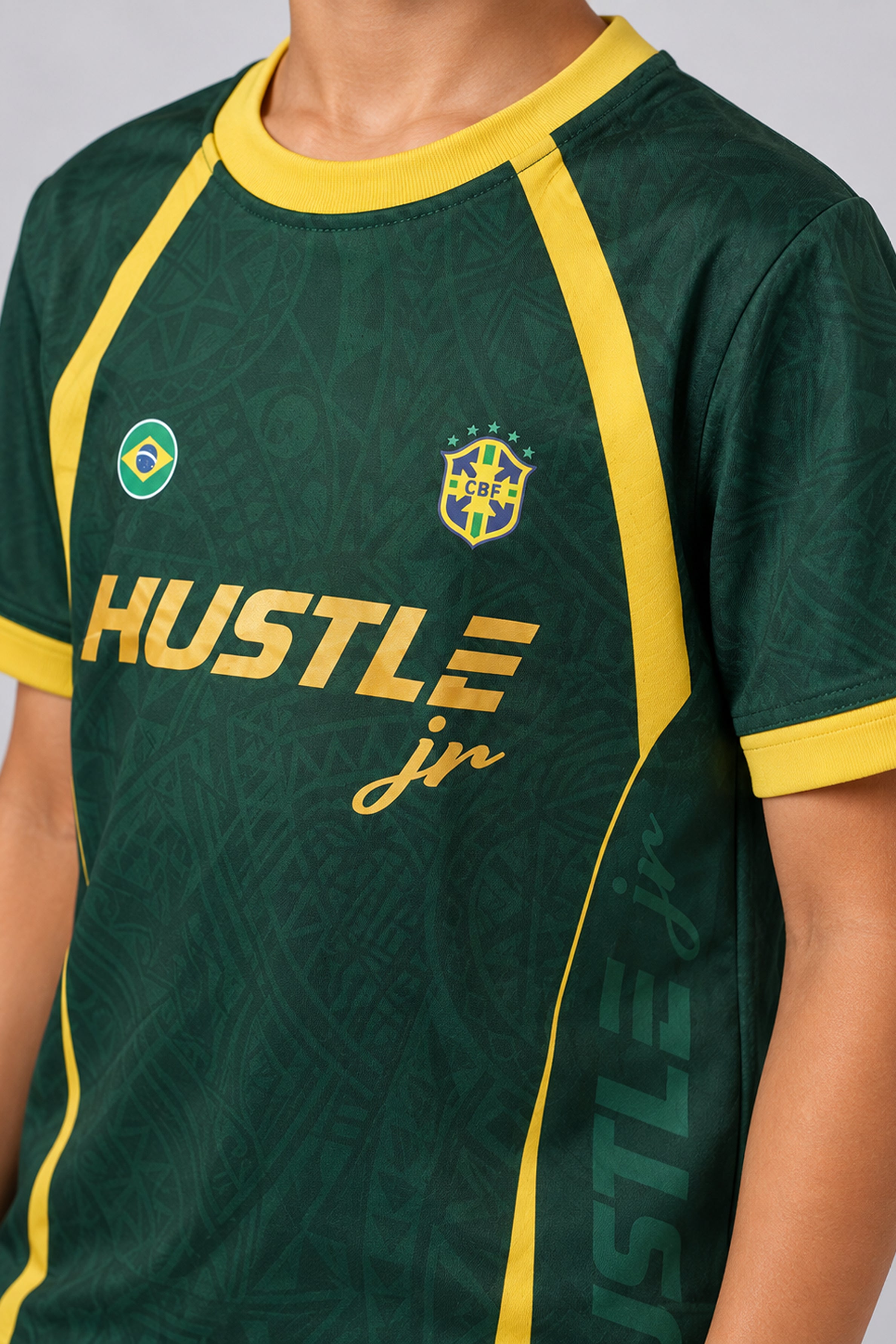 HUSTLE JUNIOR Sports Crew Neck Tees - Green