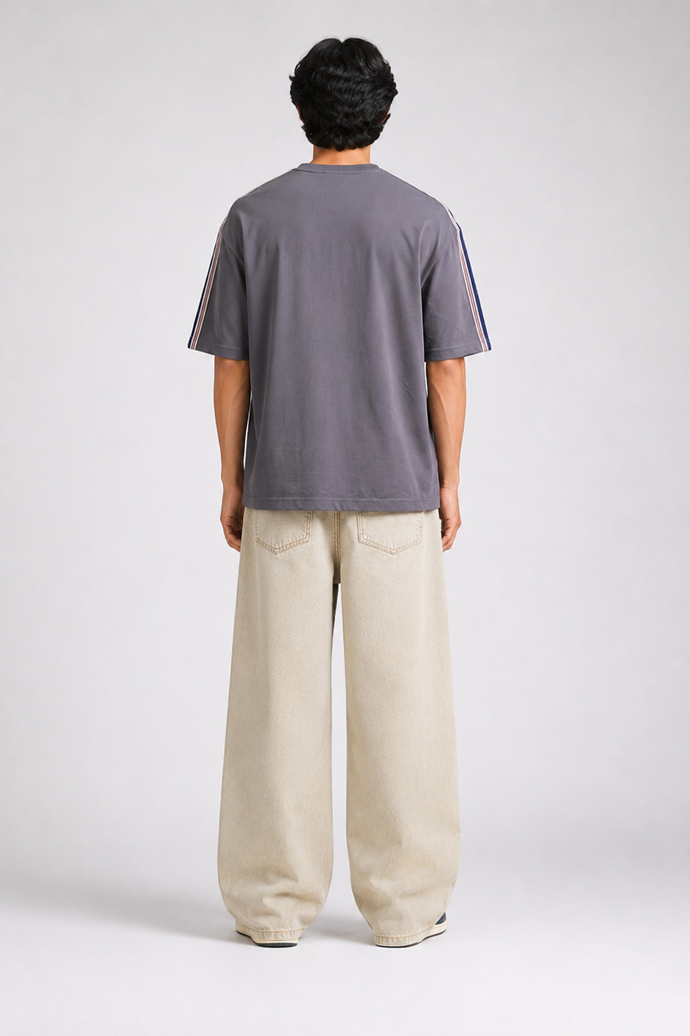 HUSTLE Men's Crew Neck Oversized Tees - Dark Gray