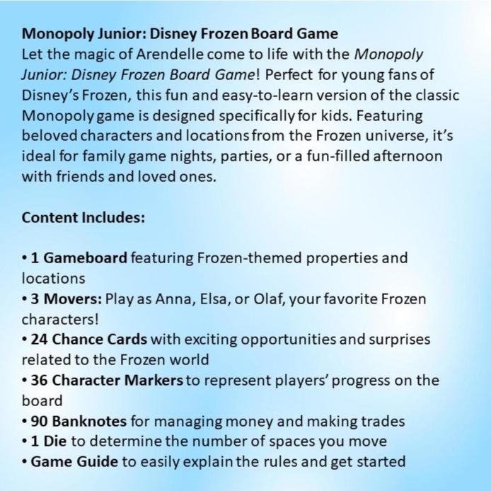 Monopoly Junior: Disney Frozen Board Game